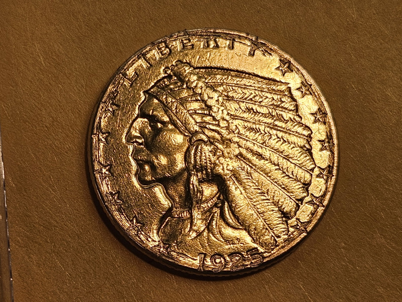 GOLD! Brilliant About Uncirculated plus - details 1925-D Indian Head Gold $2.5 Dollar Quarter Eagle: Polished