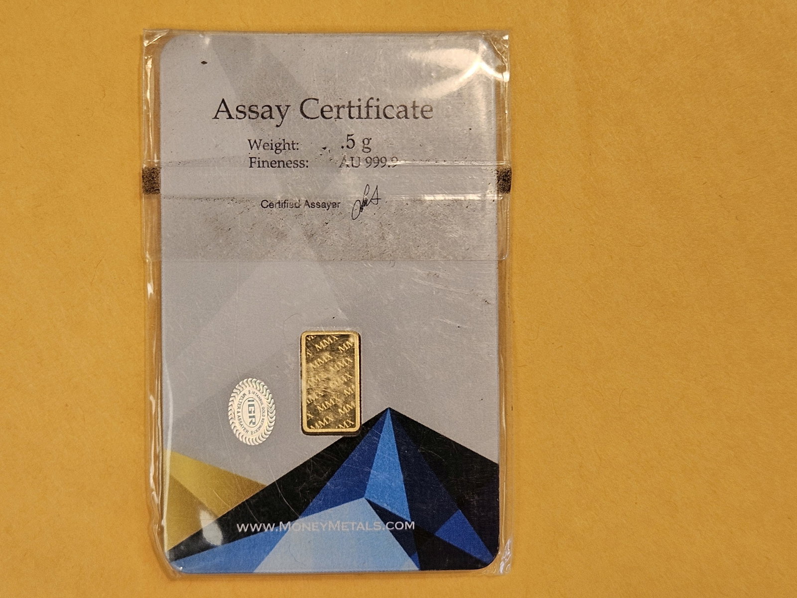 GOLD! Money Metals One-Half Gram .9999 fine gold bar - 2