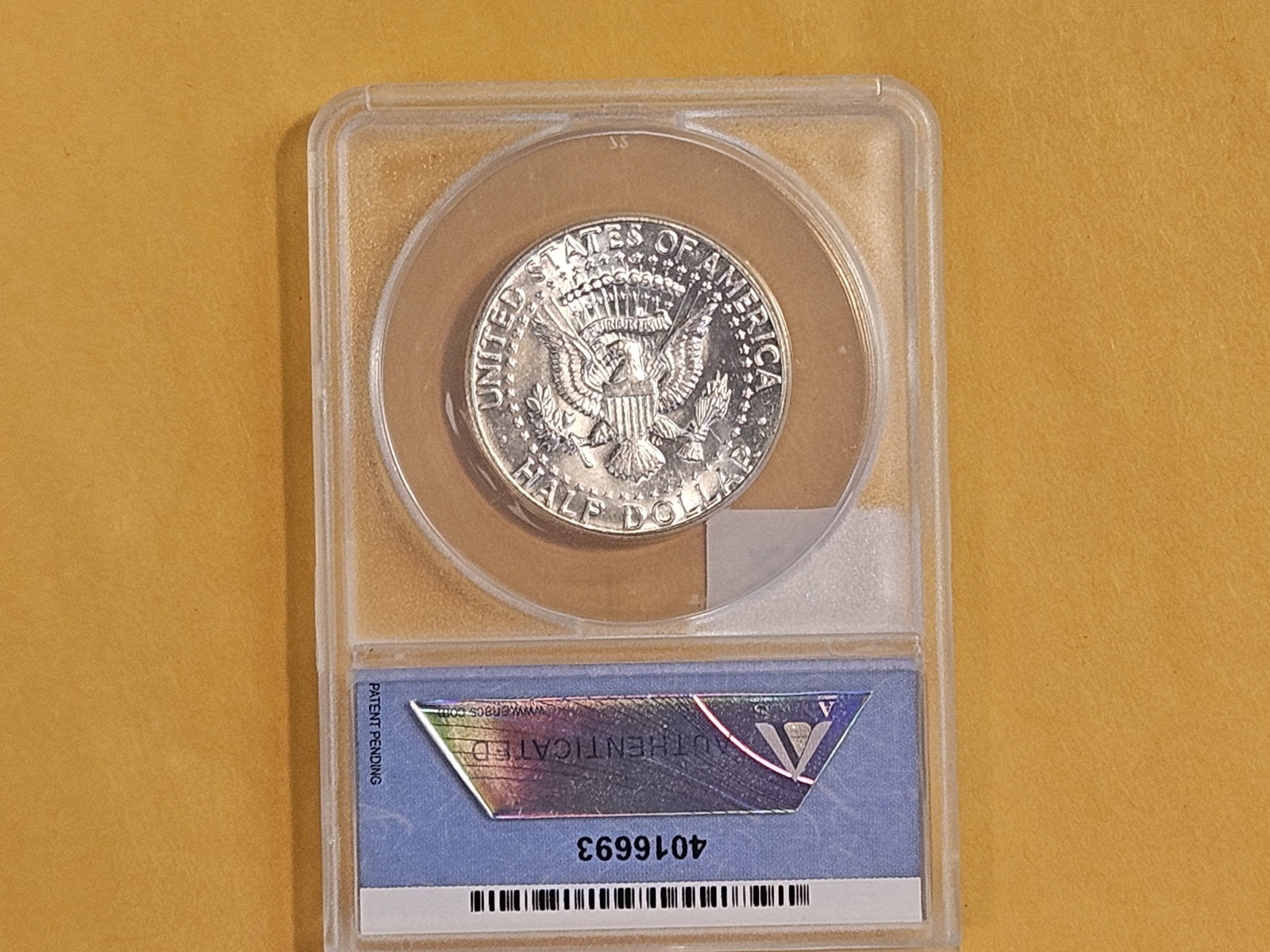 ANACS 1964 Kennedy silver Half Dollar in Brilliant About Uncirculatd 58 - 2