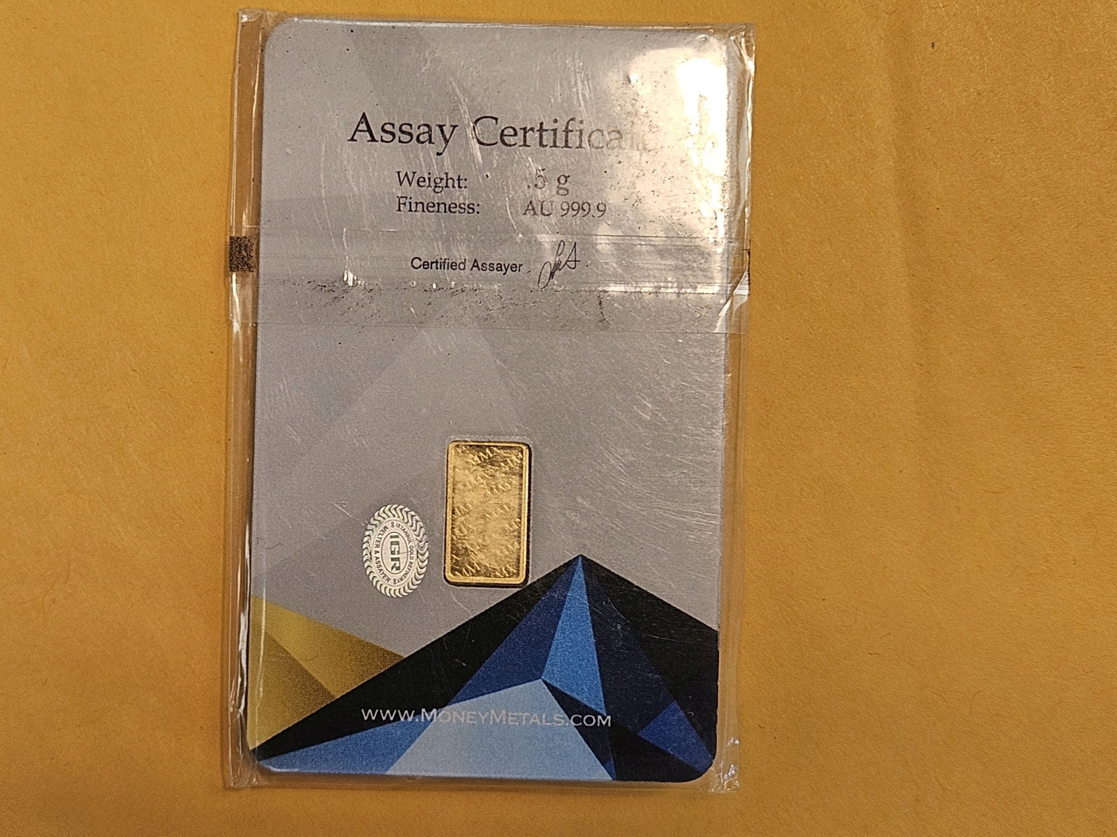 GOLD! Money Metals One-Half Gram .9999 fine gold bar - 2