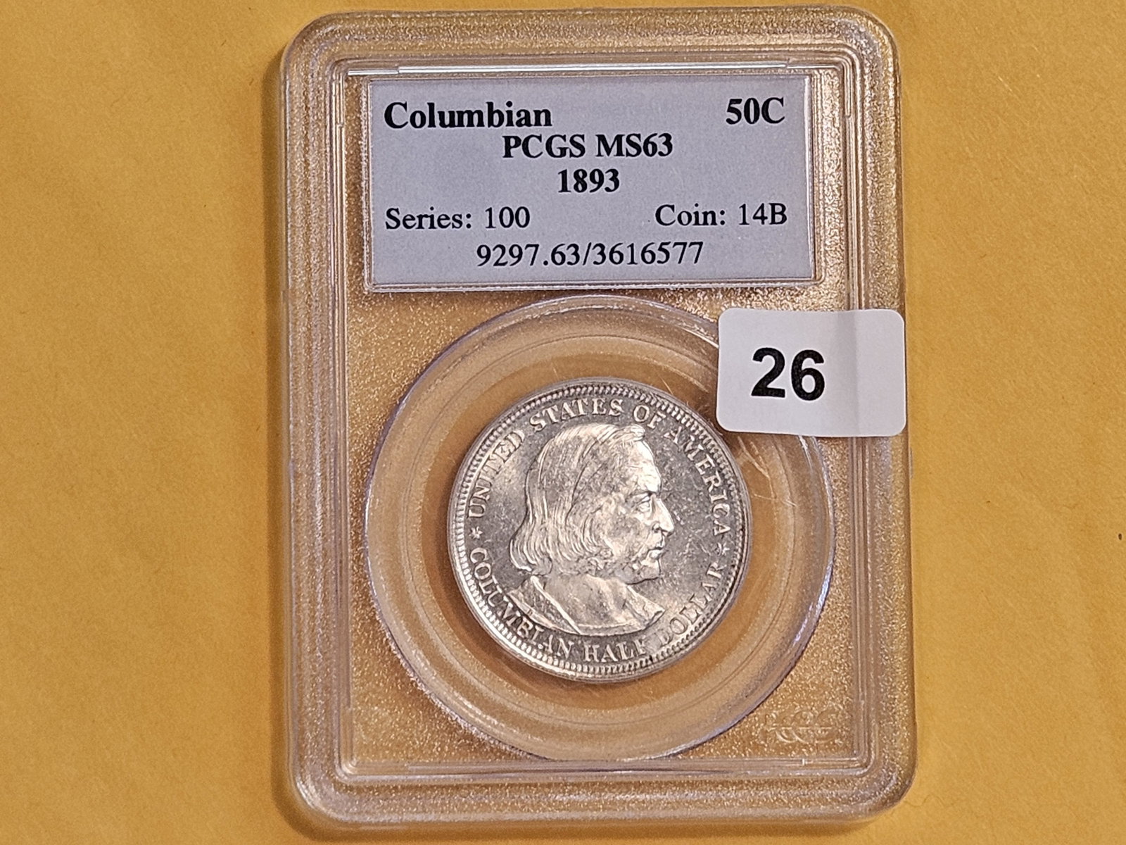 PCGS 1893 Columbian silver Half Dollar in Mint State 63 - 2
