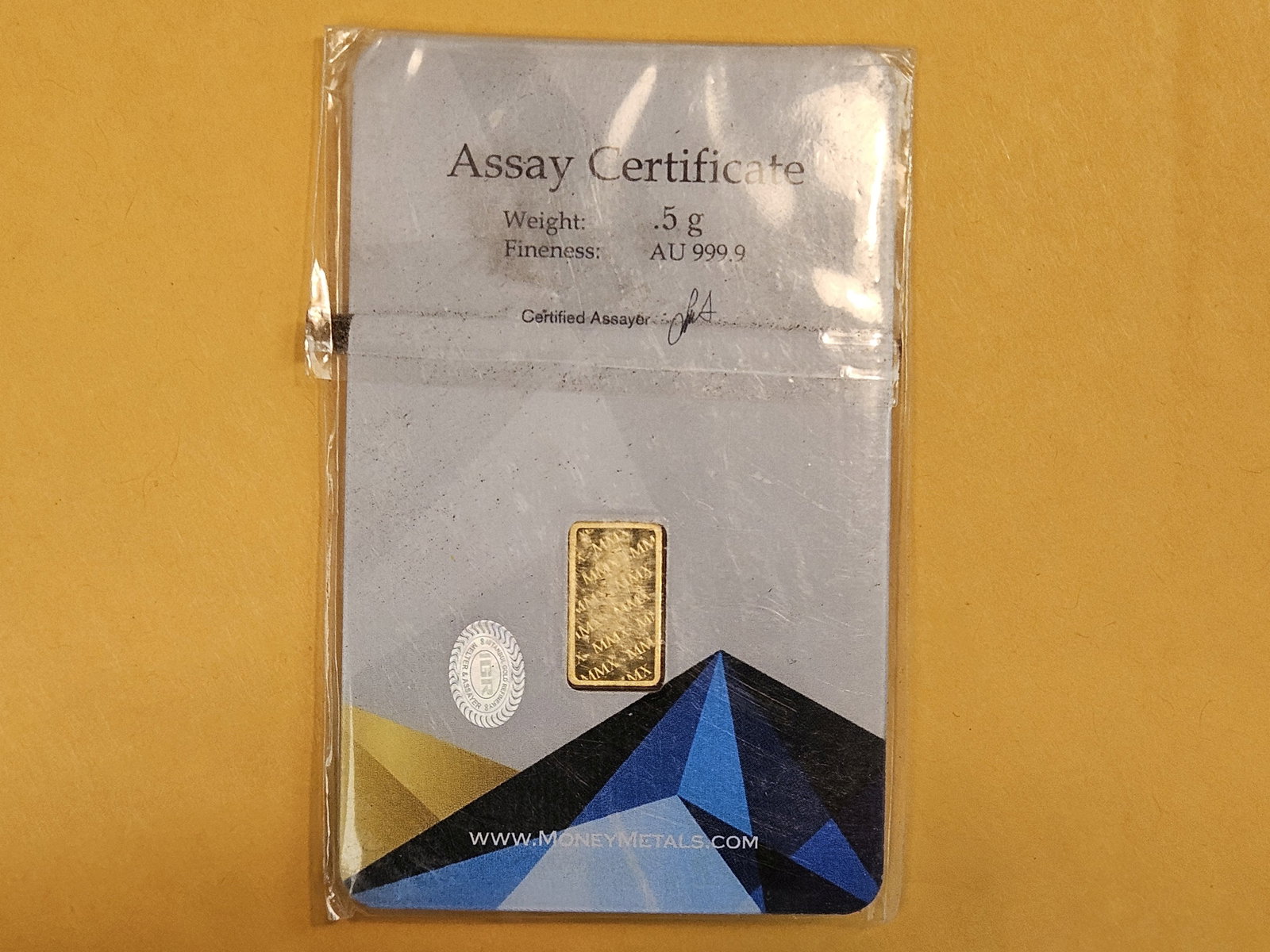 GOLD! Money Metals One-Half Gram .9999 fine gold bar - 2