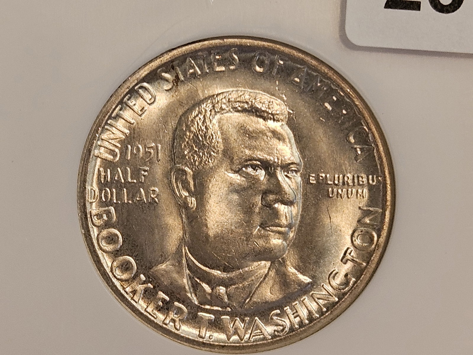 GEM! NGC 1951-S Booker T Washington Commemorative Silver Half Dollar in Mint State 65: Great luster!
