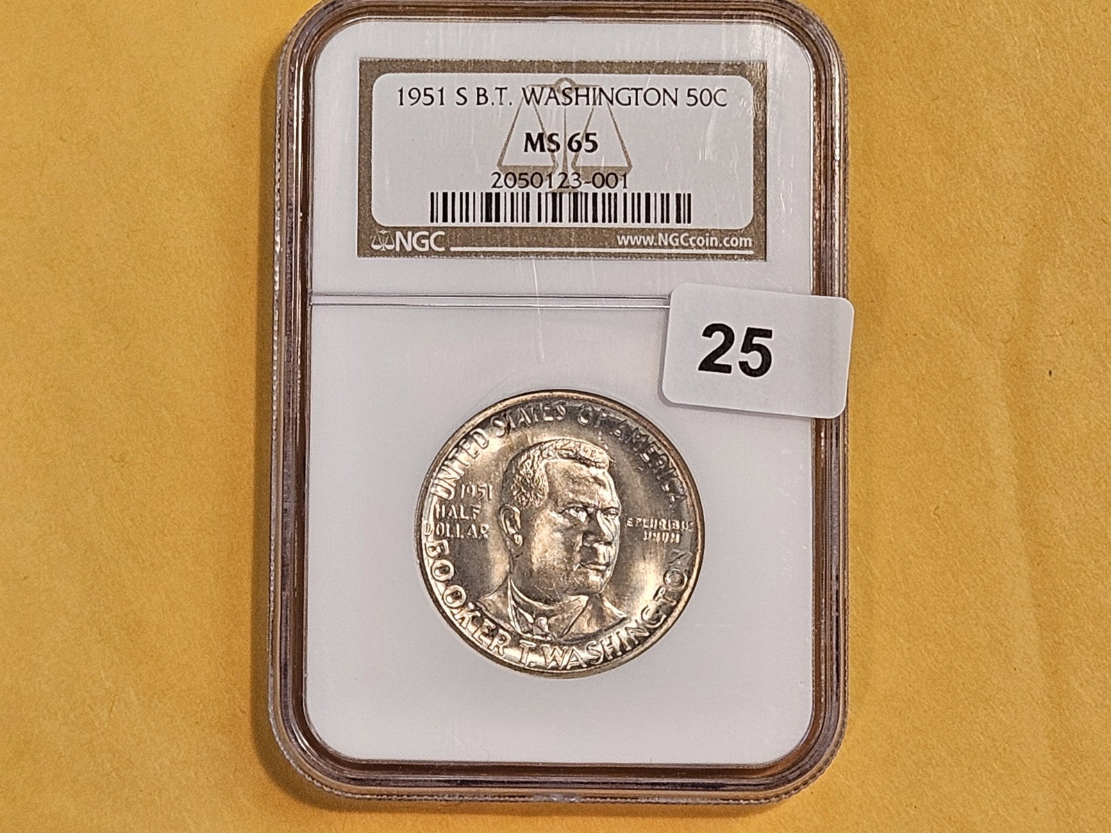 GEM! NGC 1951-S Booker T Washington Commemorative Silver Half Dollar in Mint State 65 - 2