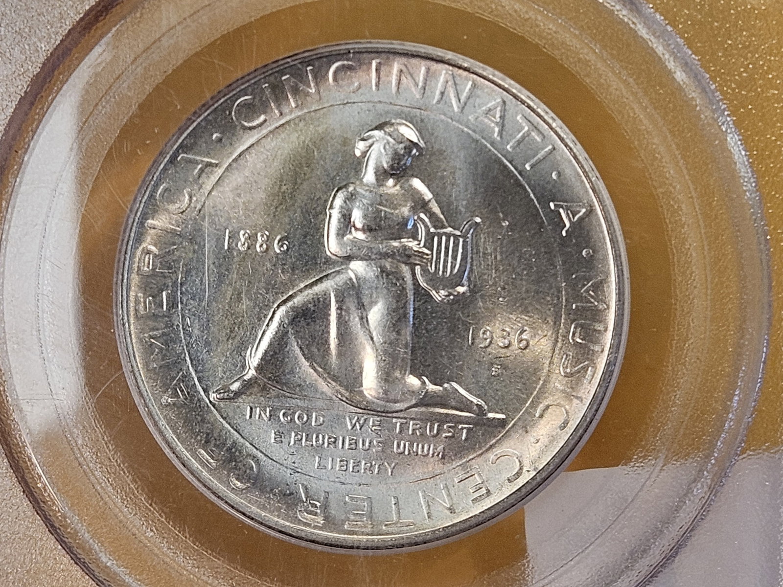 PCGS OGH 1936-S Cincinatti Commemorative Silver Half Dollar in Mint State 63 - 7
