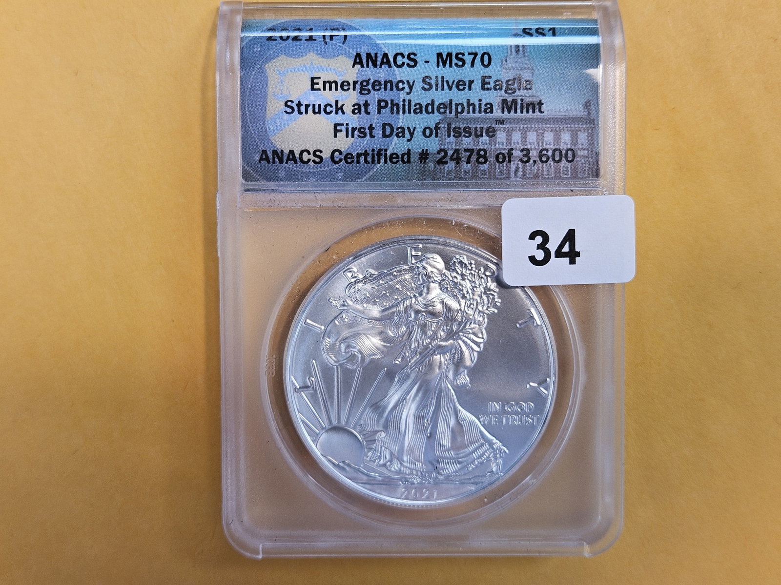 PERFECT! ANACS 2021 (P) American Silver Eagle in Mint State 70 (1 of 2)