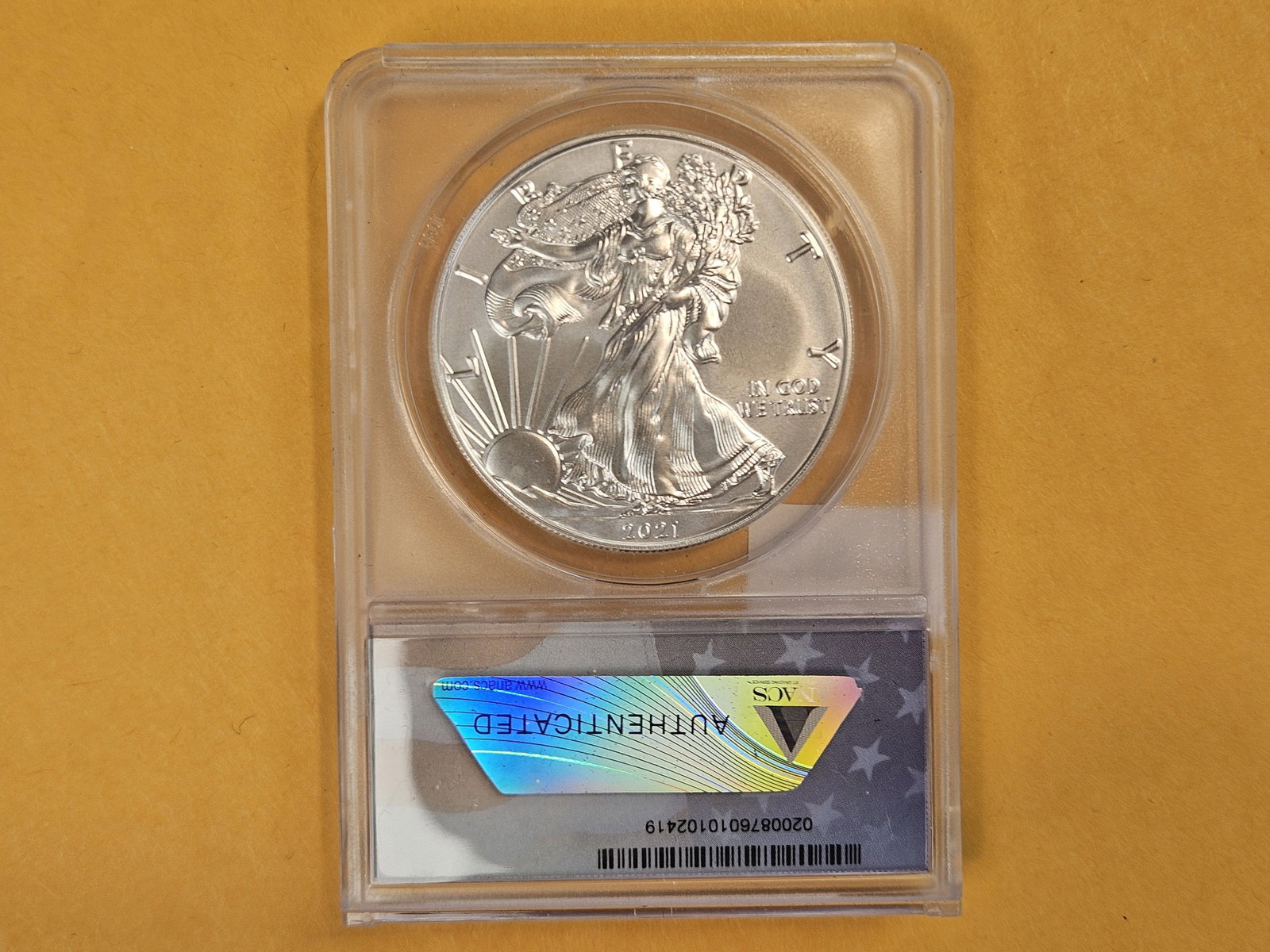 PERFECT! ANACS 2021 (W) American Silver Eagle in Mint State 70 - 2
