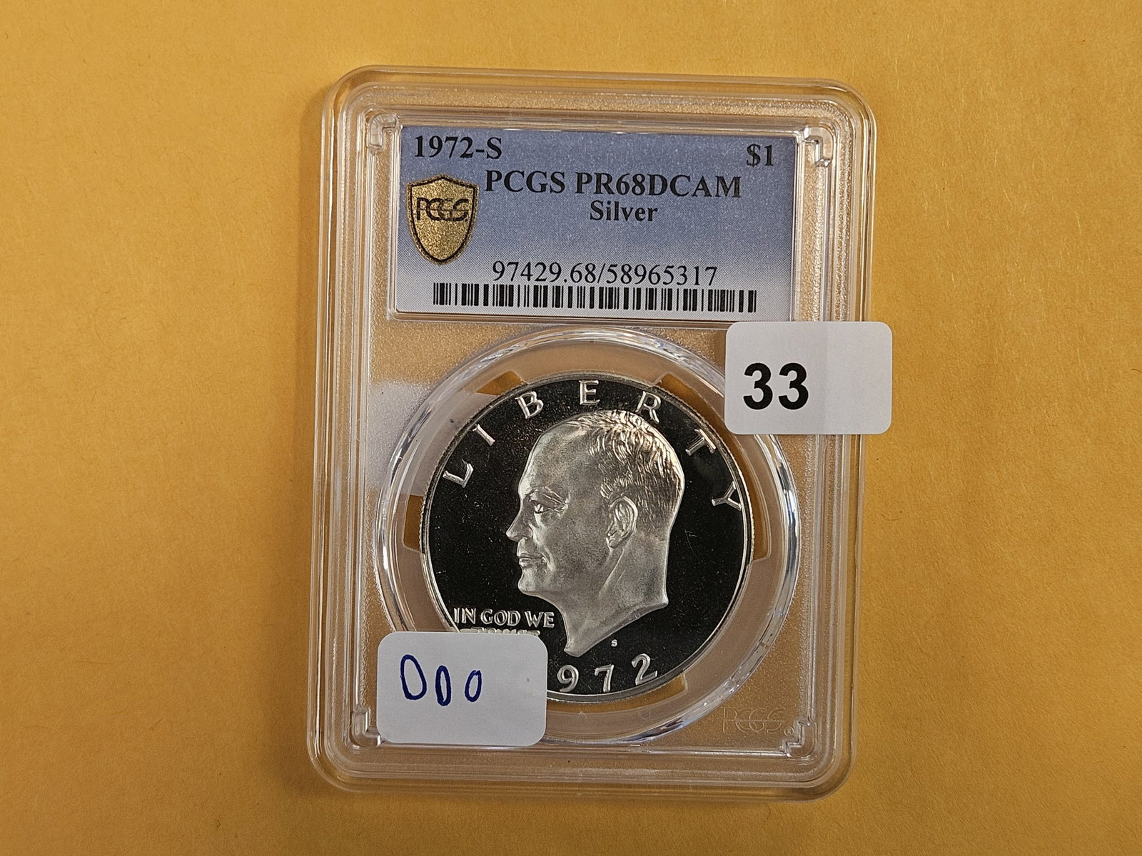 Variety! PCGS 1972-S Silver Eisenhower Dollar in Proof 68 Deep Cameo - 2