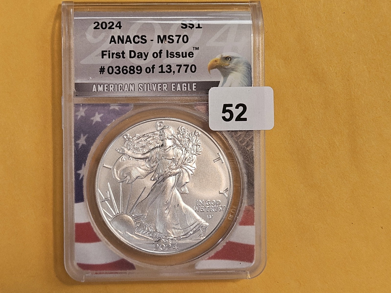 PERFECT! ANACS 2024 American Silver Eagle in Mint State 70: Perfect Grade