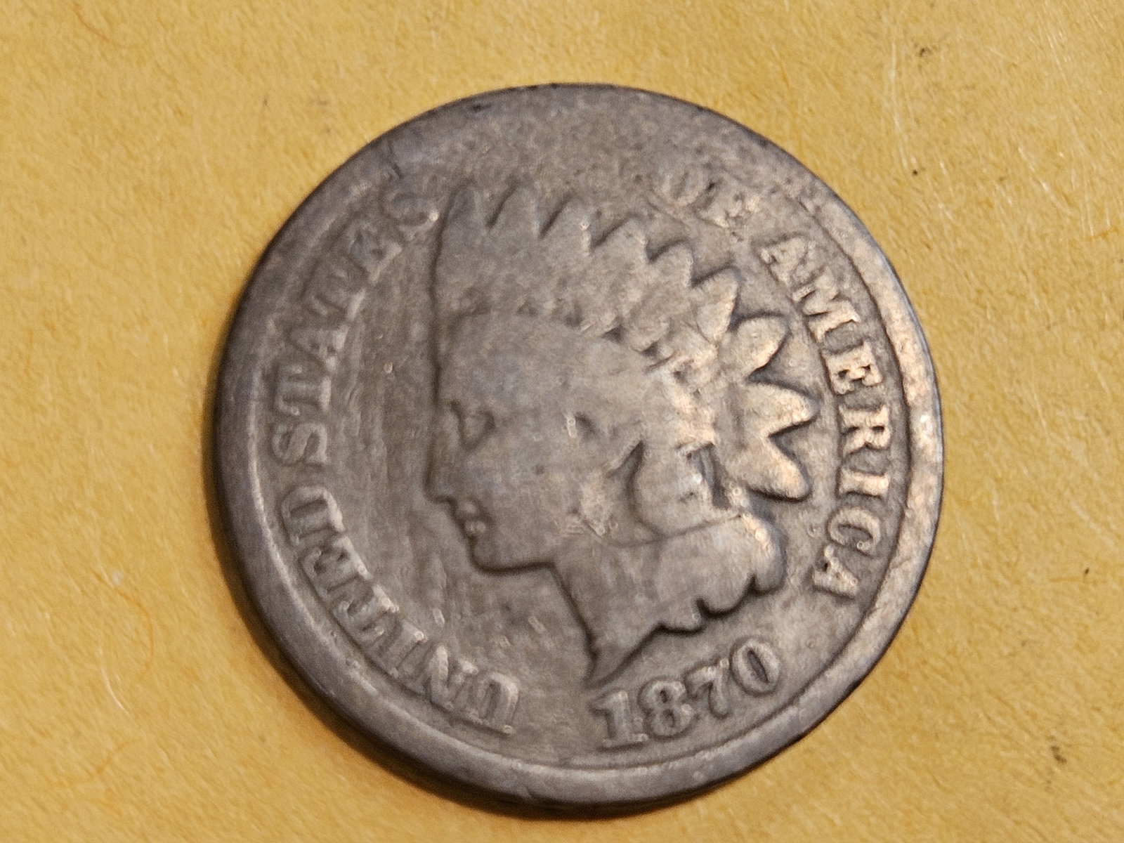 Semi-Key 1870 Indian Cent in Good: Decent