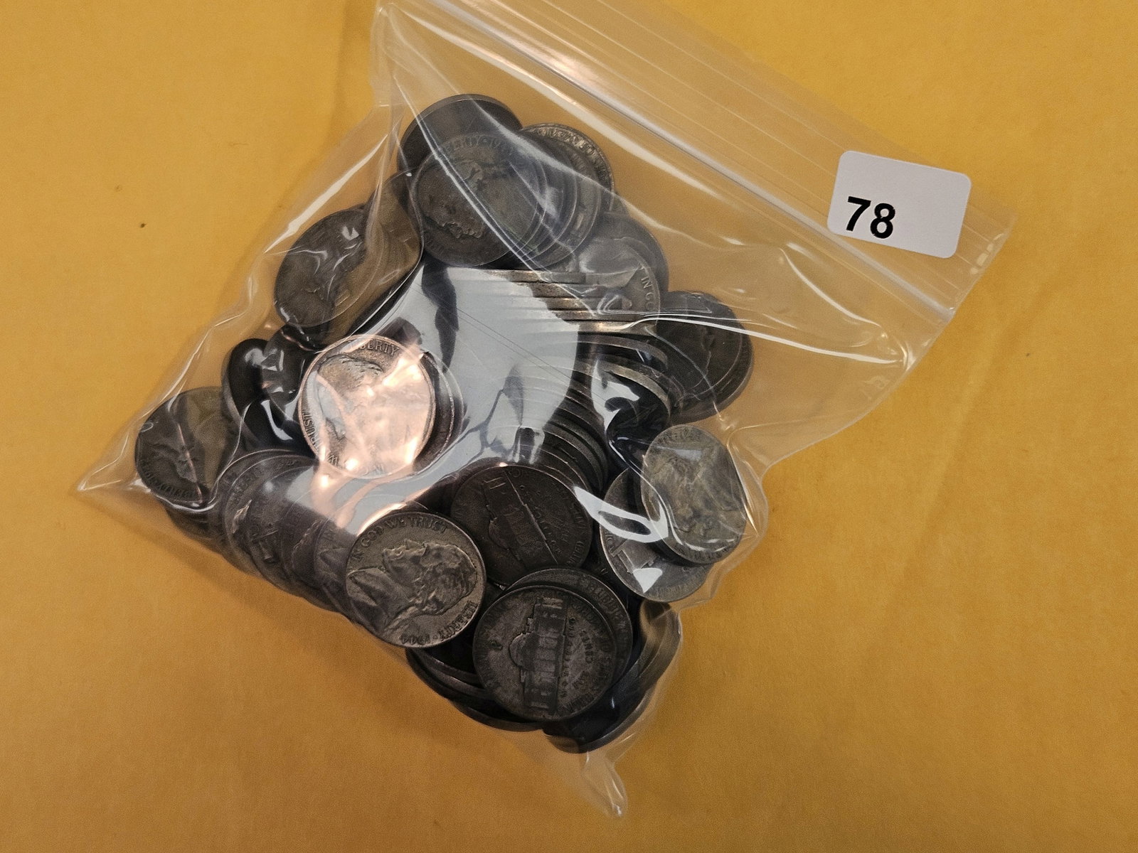 One Hundred Fifteen Silver Wartime Jefferson Nickels: All circulated