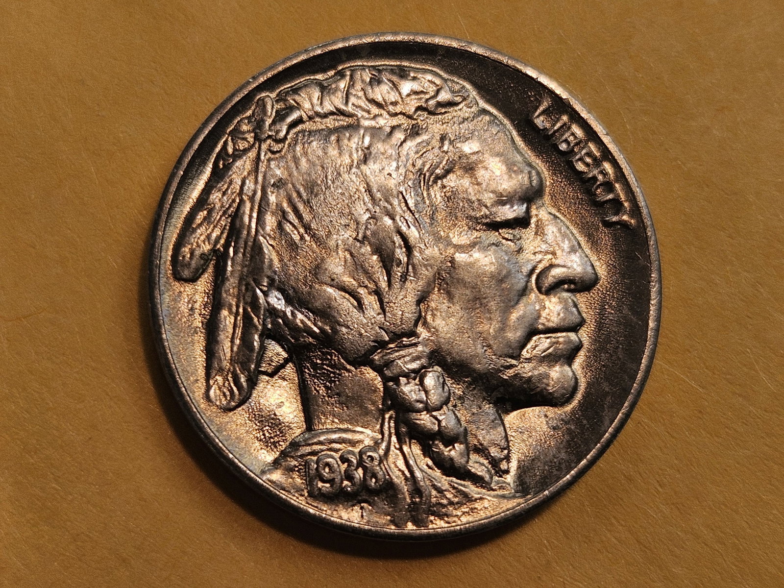 * GEM Brilliant Uncirculated 1938-D Buffalo Nickel: Roll Fresh with blast luster