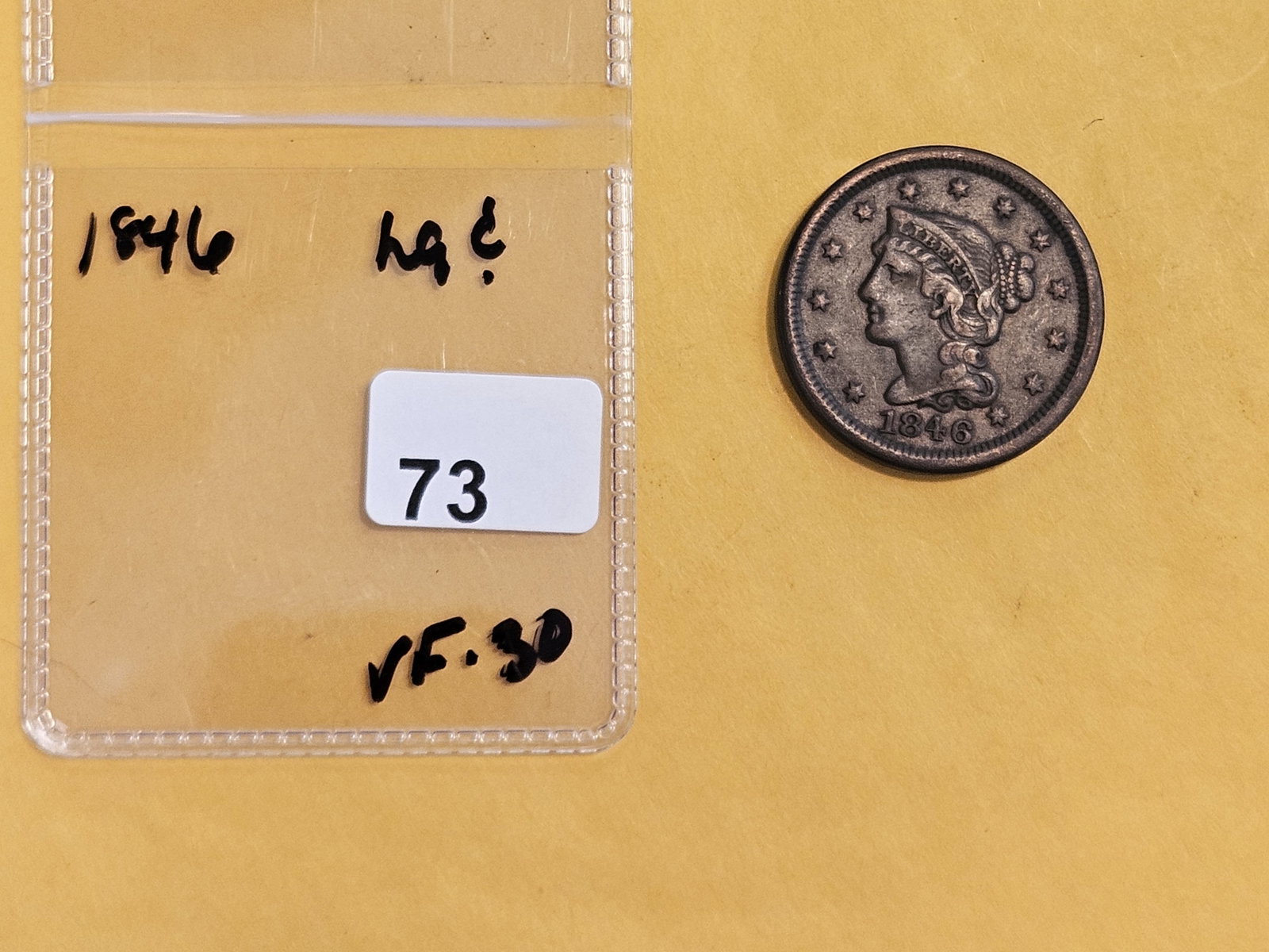 1846 Braided Hair Large cent in Very Fine - 30 - 2