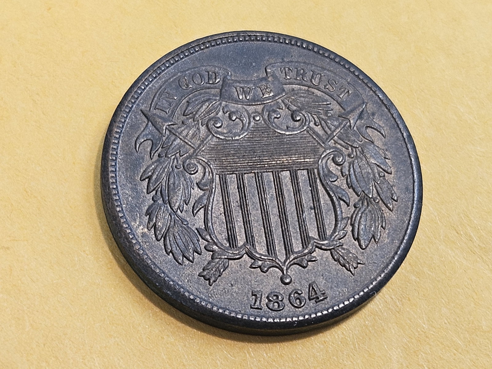 * Choice Brown Uncirculated 1864 Two Cent Piece - 3