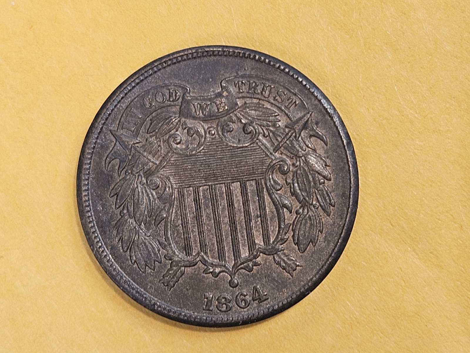 * Choice Brown Uncirculated 1864 Two Cent Piece - 5