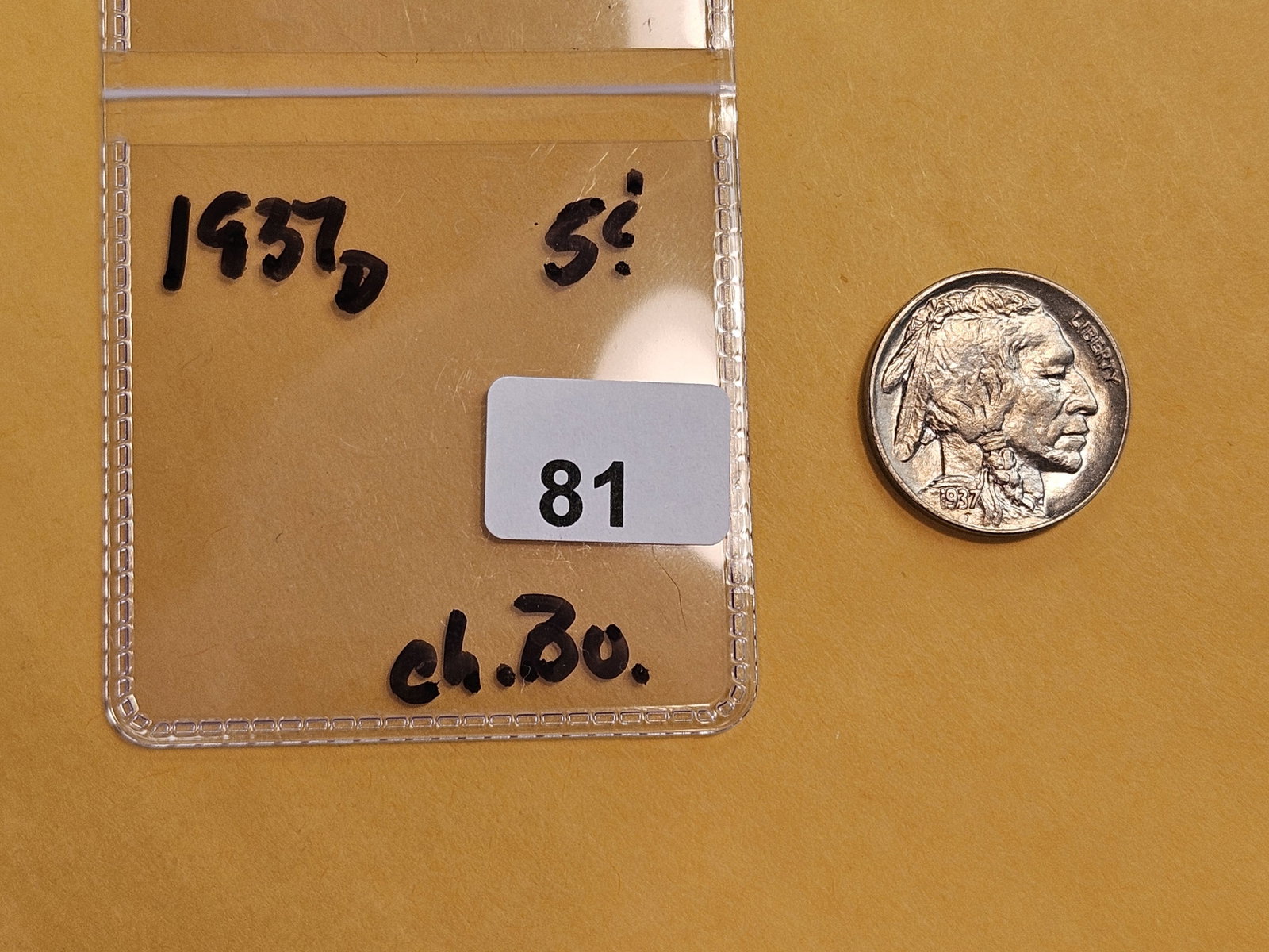 Choice Brilliant Uncirculated 1937-D Buffalo Nickel - 2