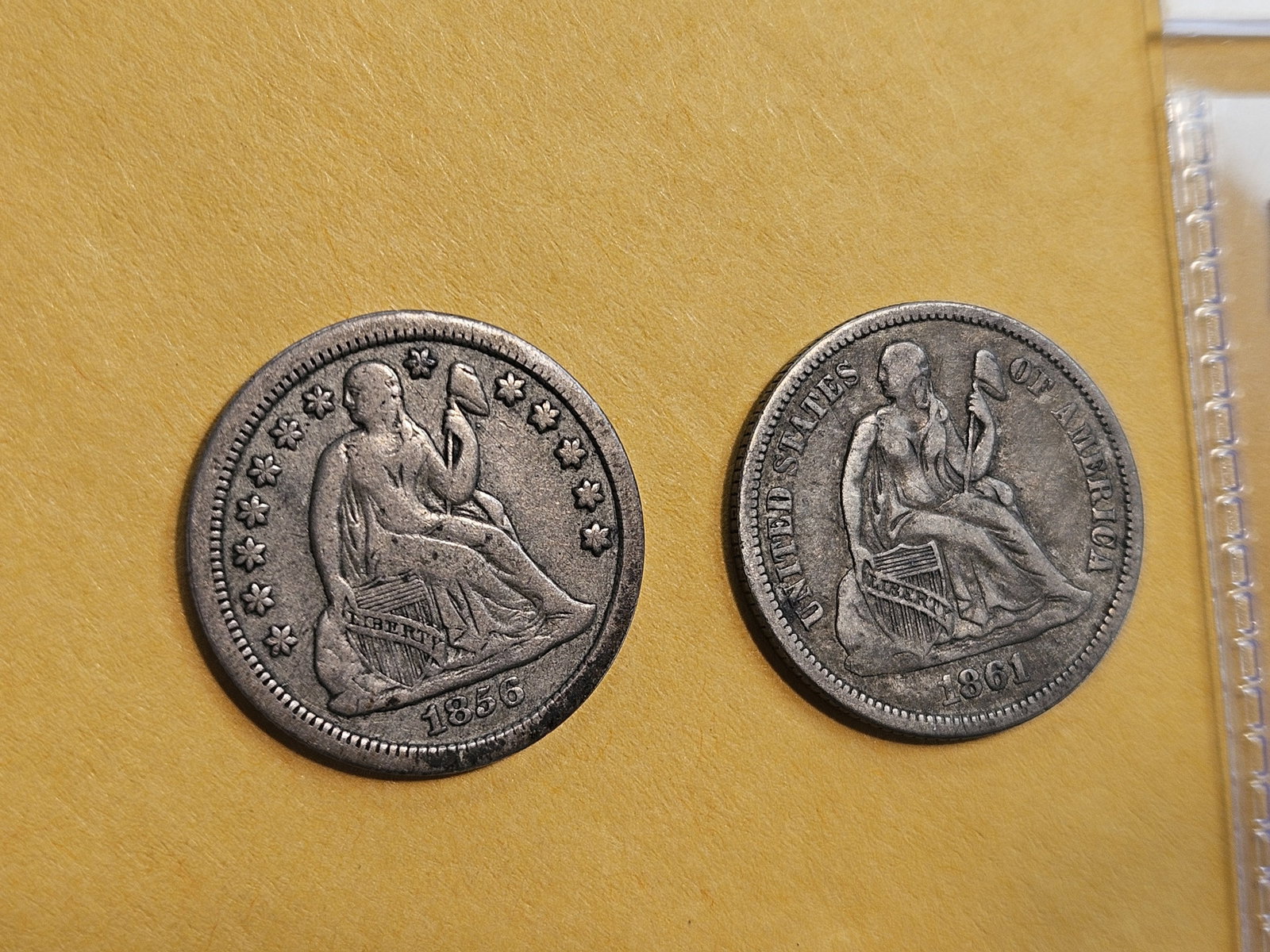 1856 and 1861 Seated Liberty Silver Dimes - 3