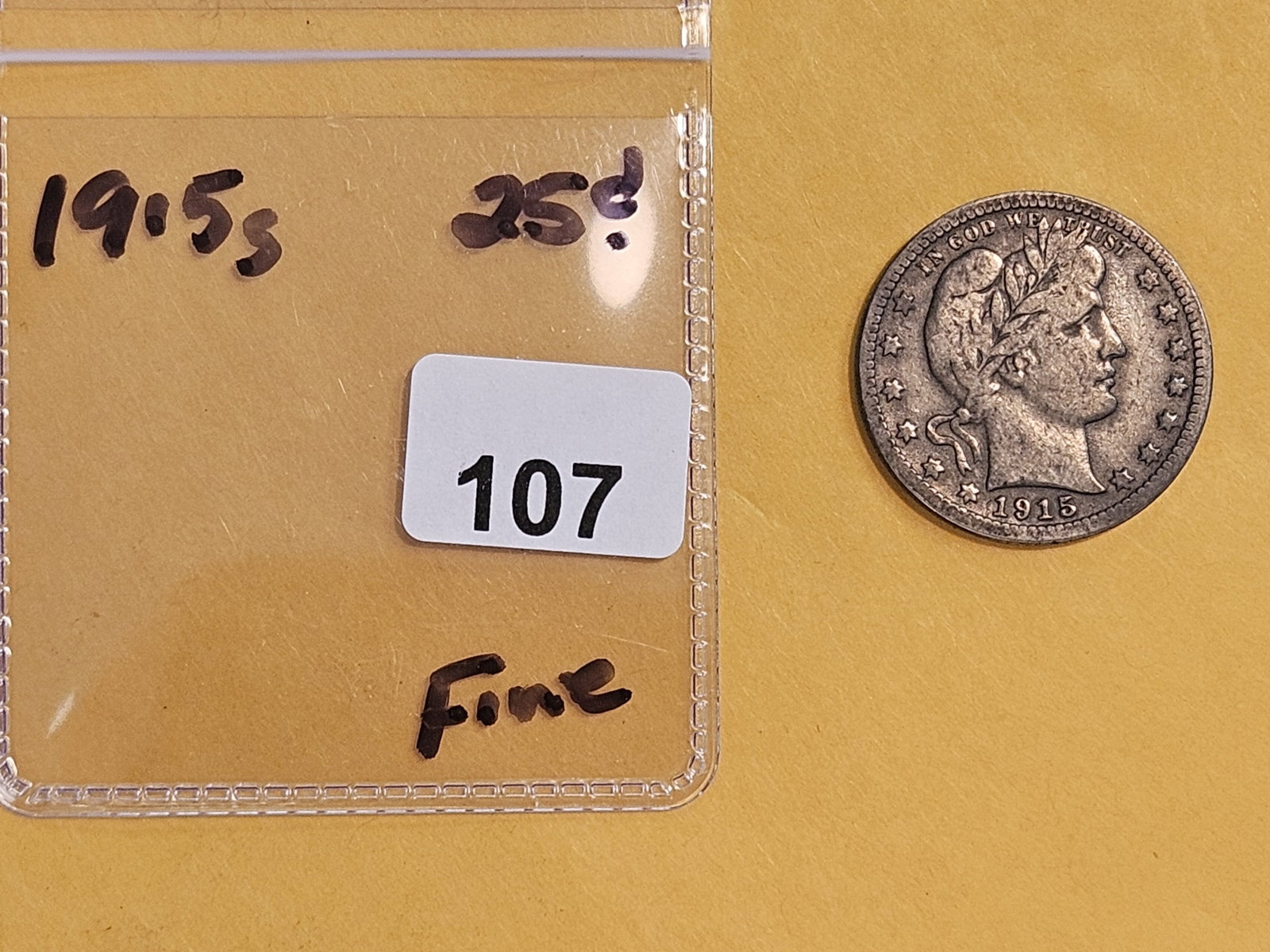 Semi-Key 1915-S Barber Quarter in Fine - 2