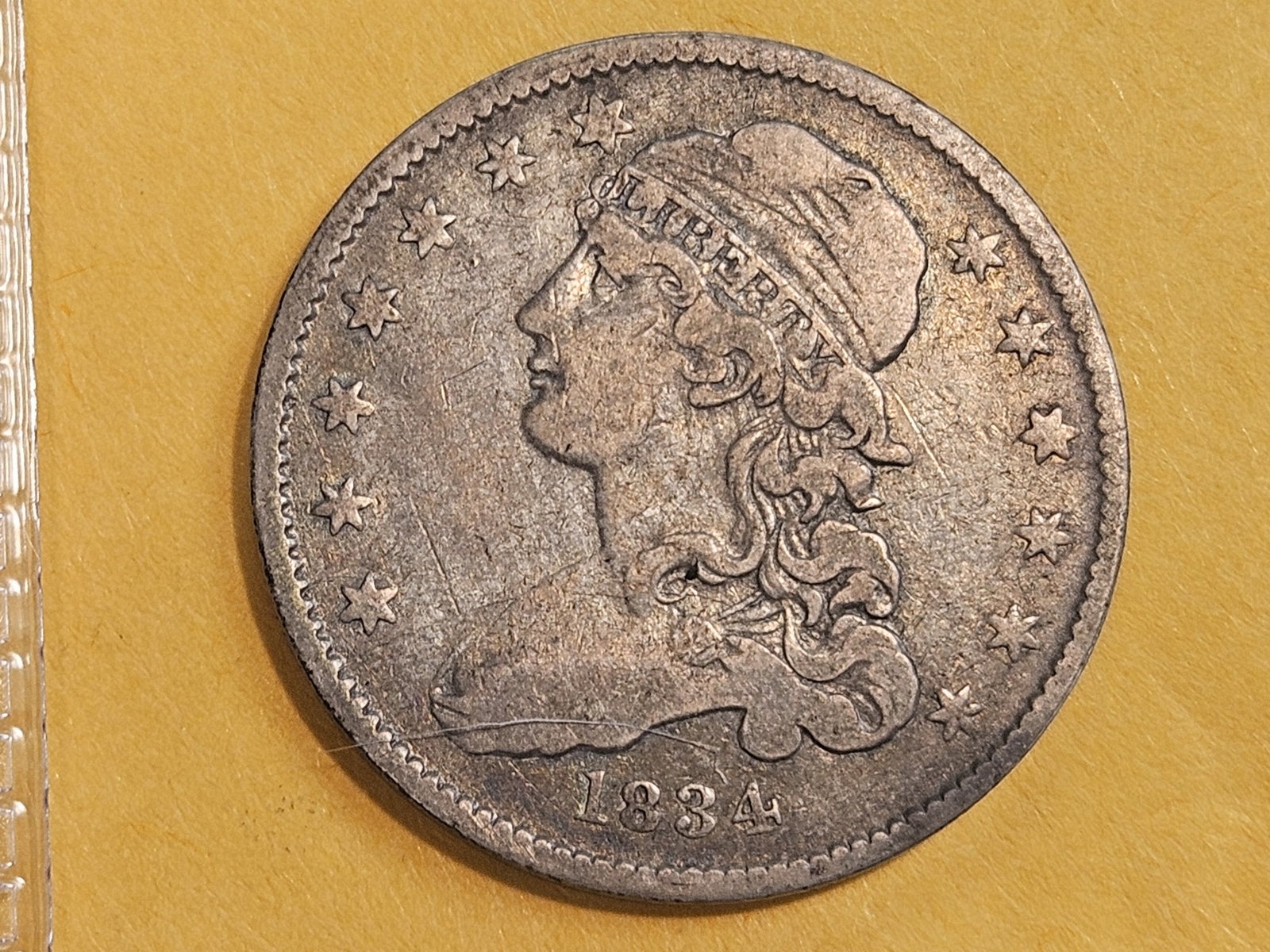 Better 1834 Capped Bust Quarer in Very Fine: Solid patina