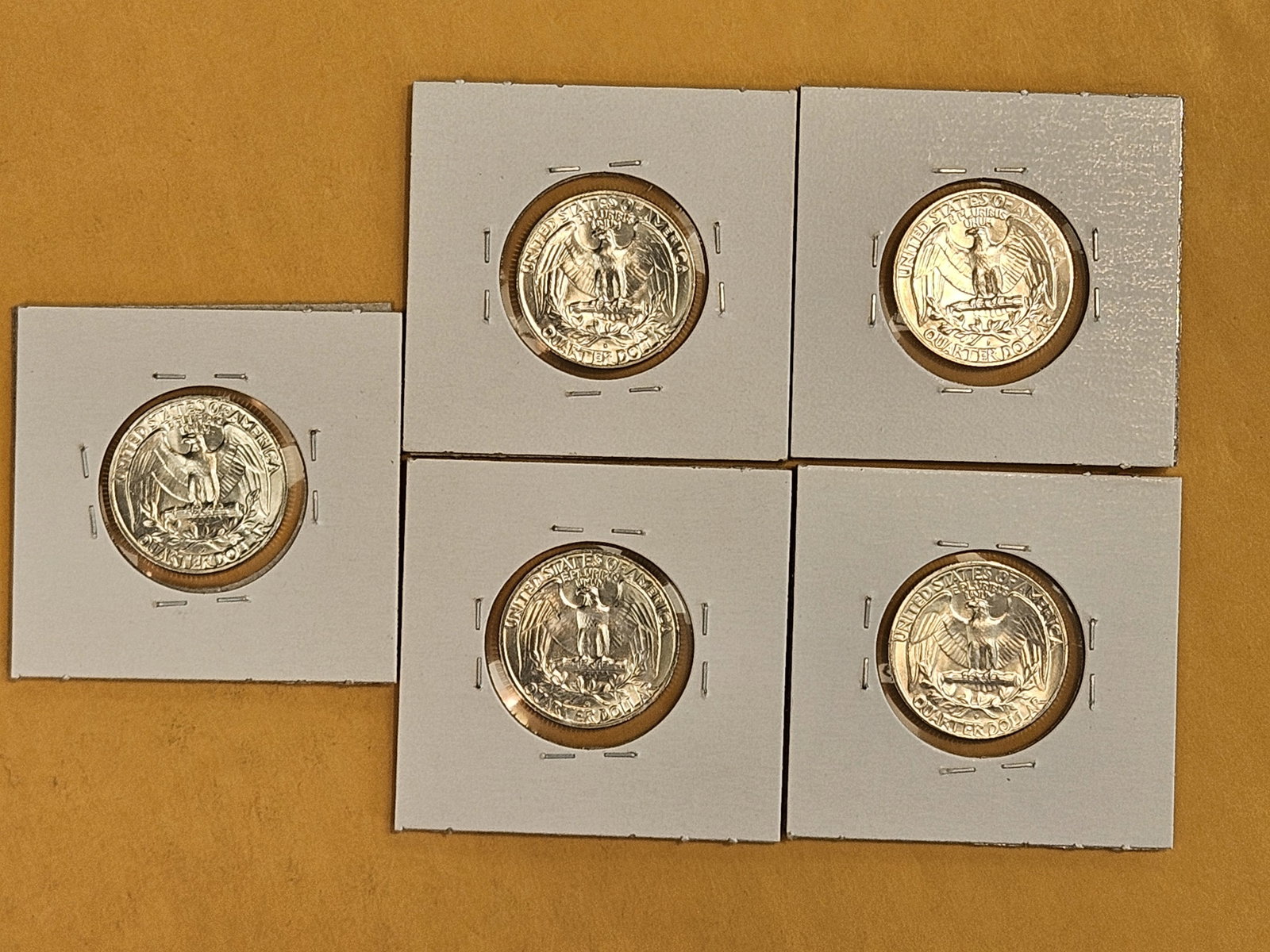 Five Roll-Fresh GEM Brilliant Uncirculated Washington Quarters - 3