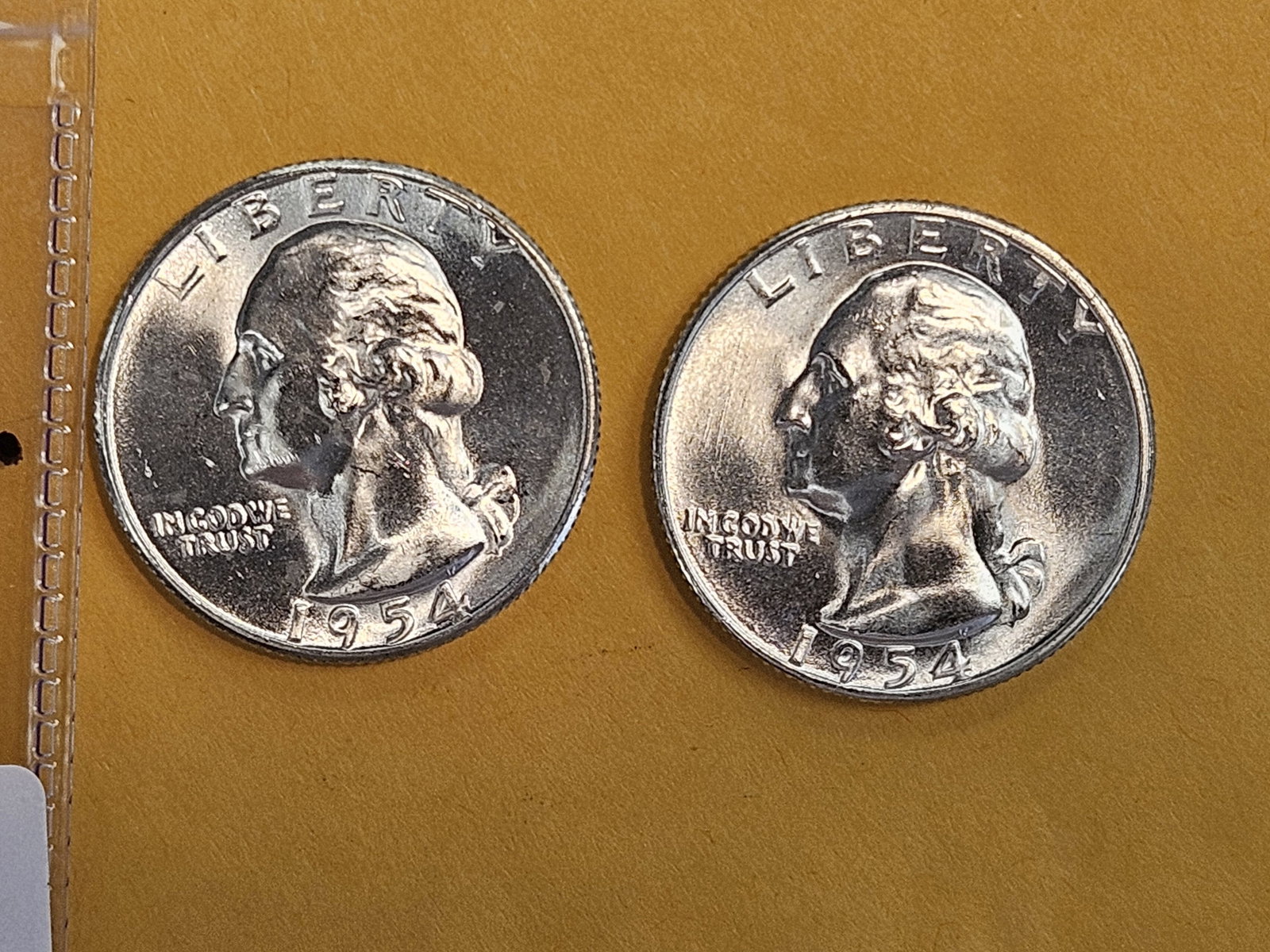 Two GEM Brilliant Uncirculated 1954-S Washington Quarters: Roll Fresh!