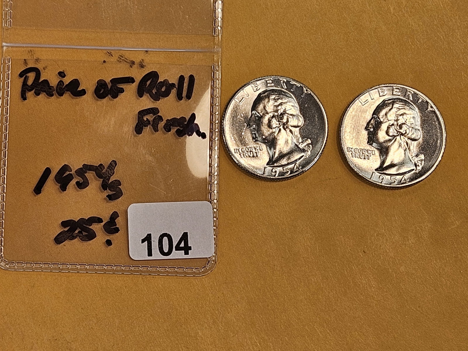 Two GEM Brilliant Uncirculated 1954-S Washington Quarters - 2