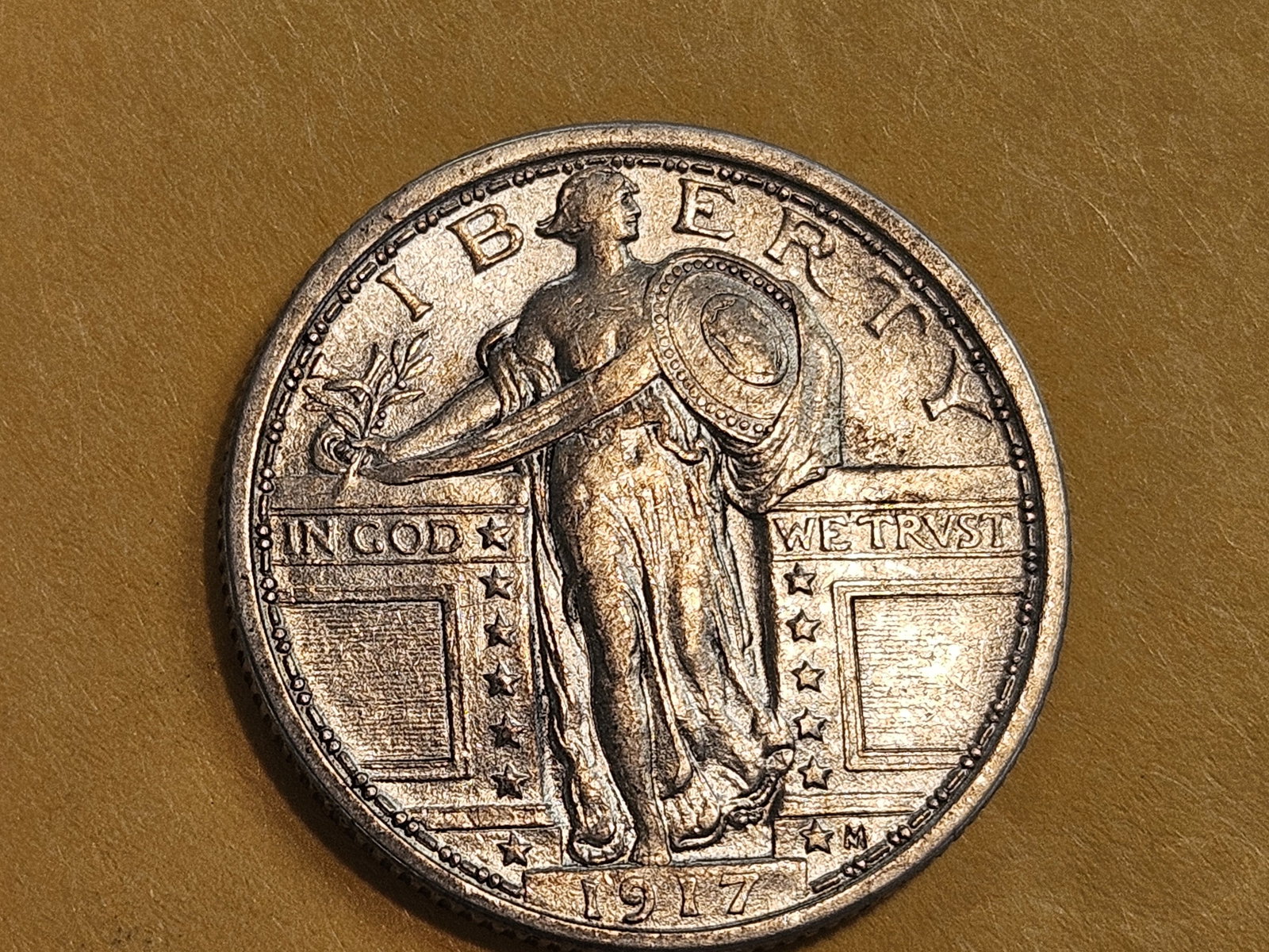 Brilliant About Uncirculated plus 1917 Standing Liberty Quarter: Type 1