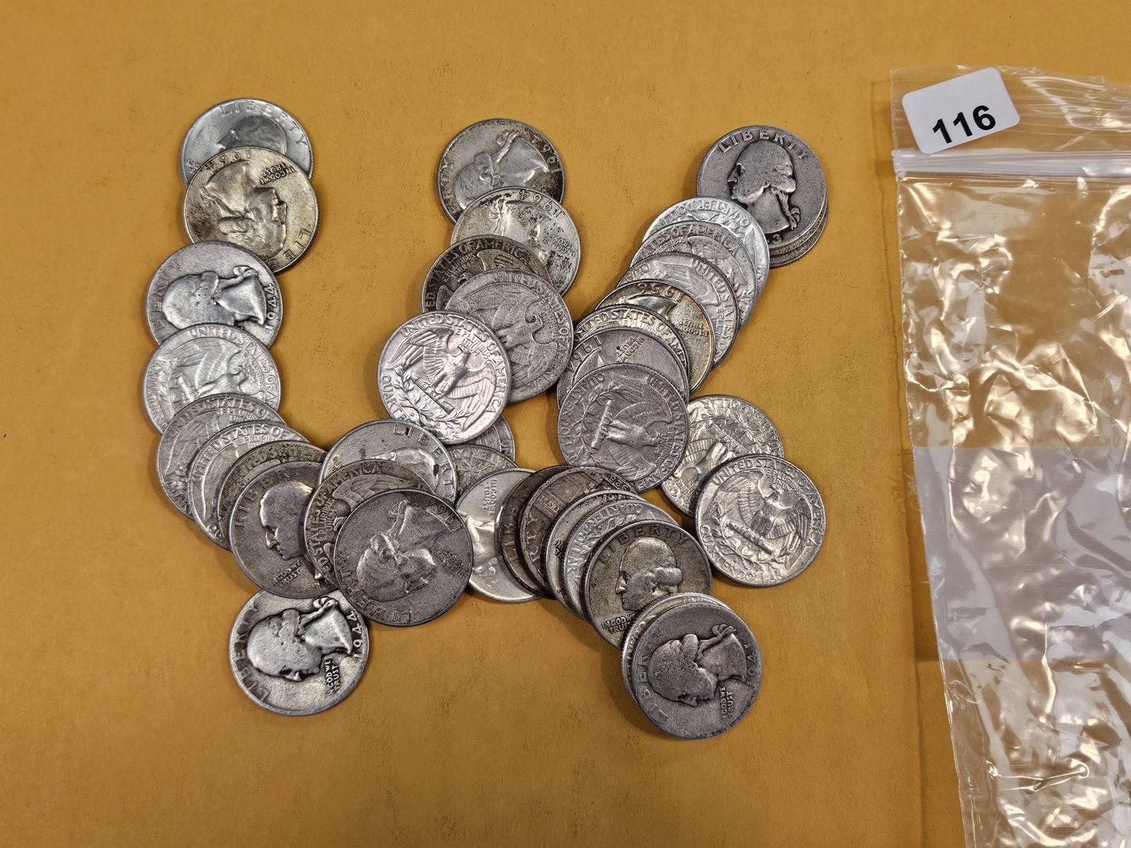 Forty-Two mixed silver Quarters: Circulated