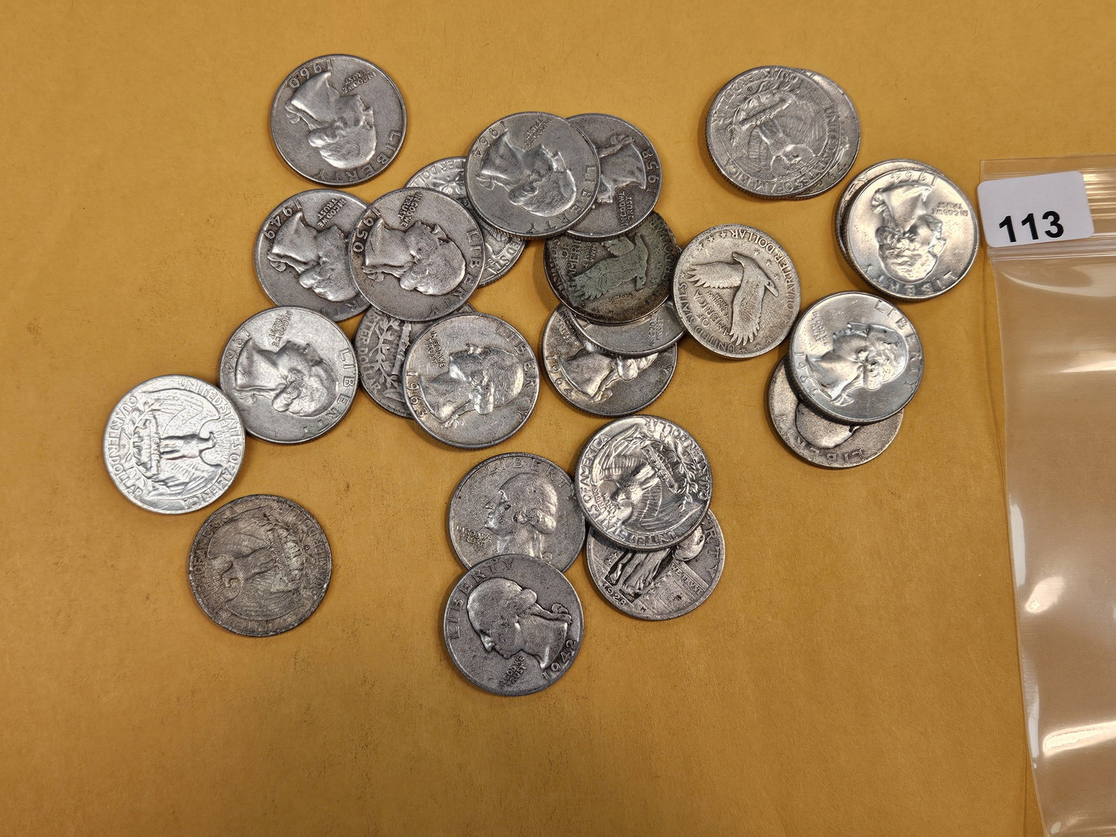 Twenty-five mixed silver Quarters: Circulated