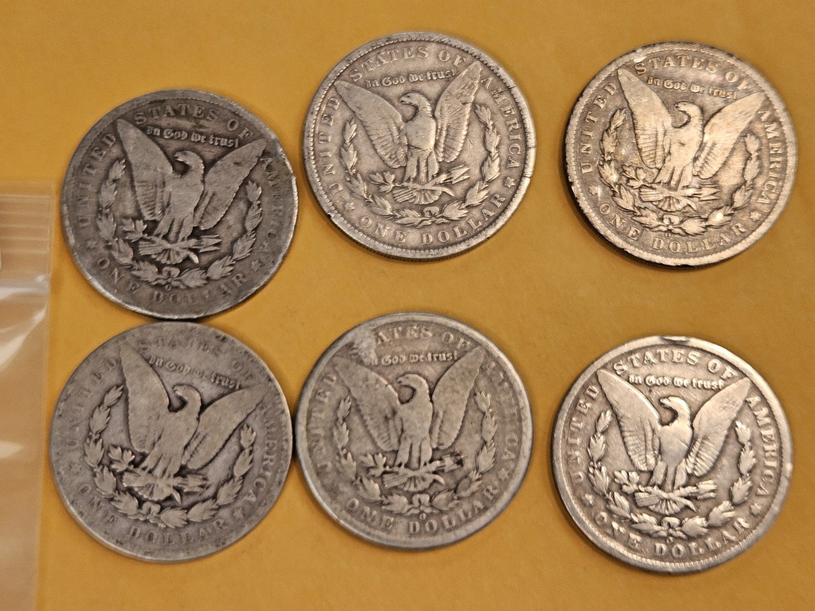 Six mixed Morgan Silver Dollars - 2