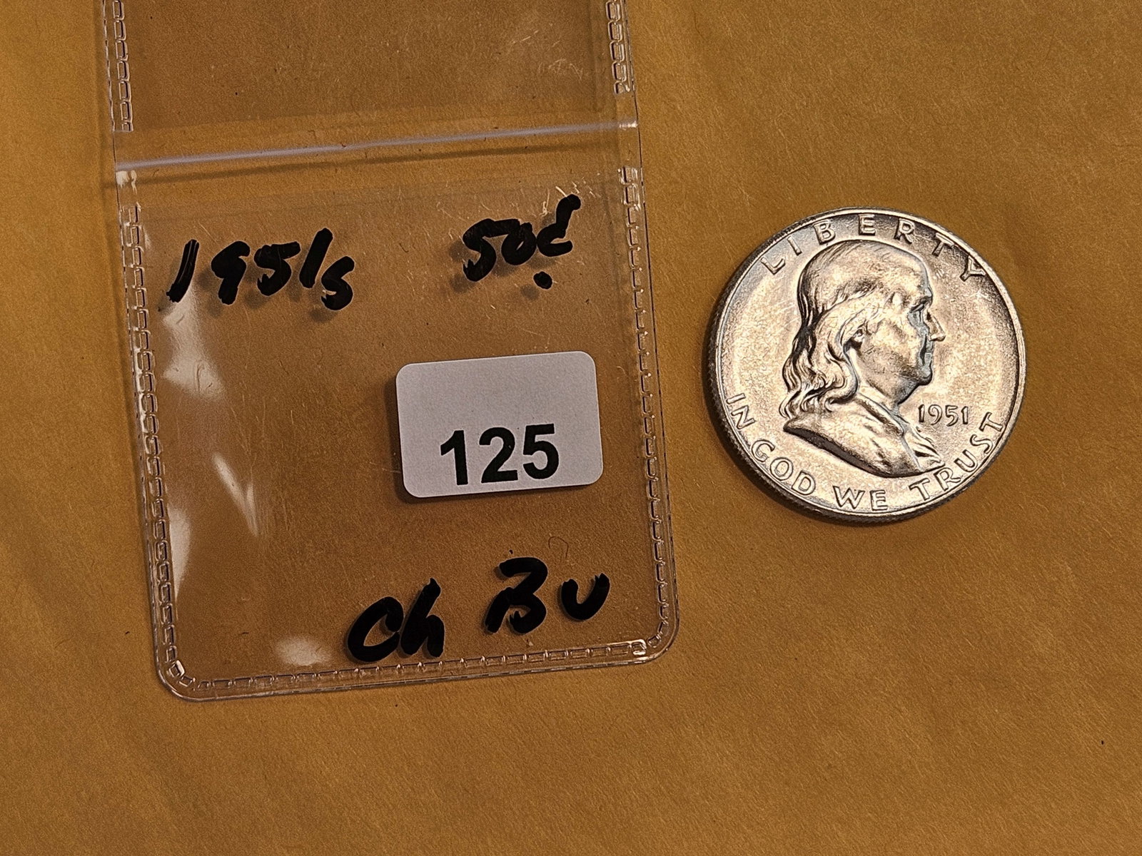 Choice Brilliant Uncirculated 1951-S Franklin Half Dollar - 2