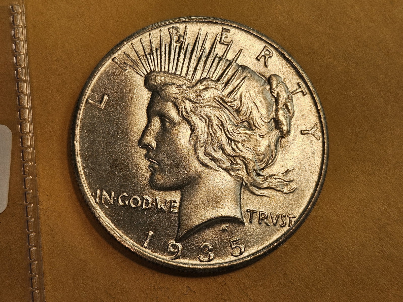 Very Choice Brilliant Uncirculated 1935 Peace Silver Dollar: Great luster