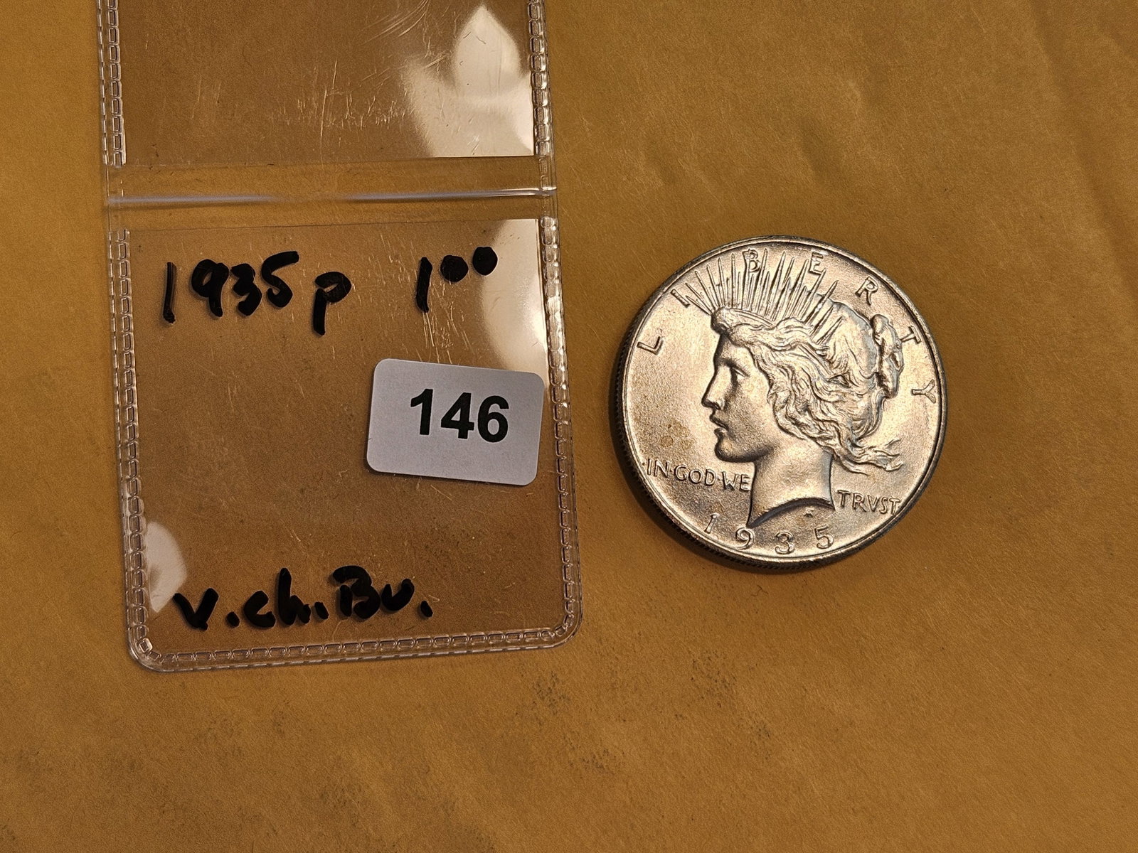 Very Choice Brilliant Uncirculated 1935 Peace Silver Dollar - 2