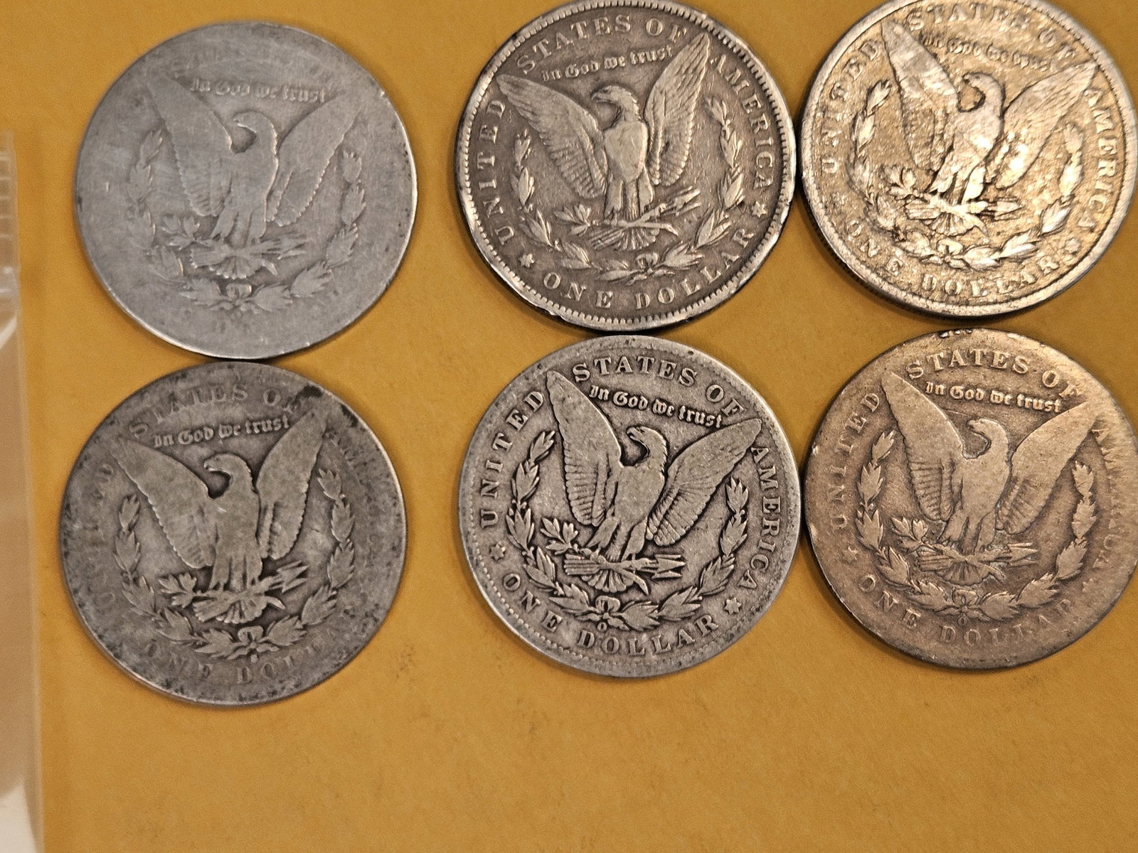 Six mixed Morgan Silver Dollars - 2