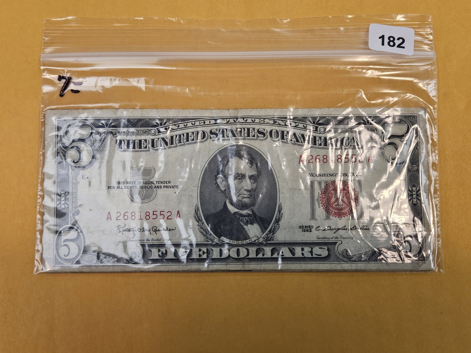 Seven $5 Red Seal US Notes (1 of 2)