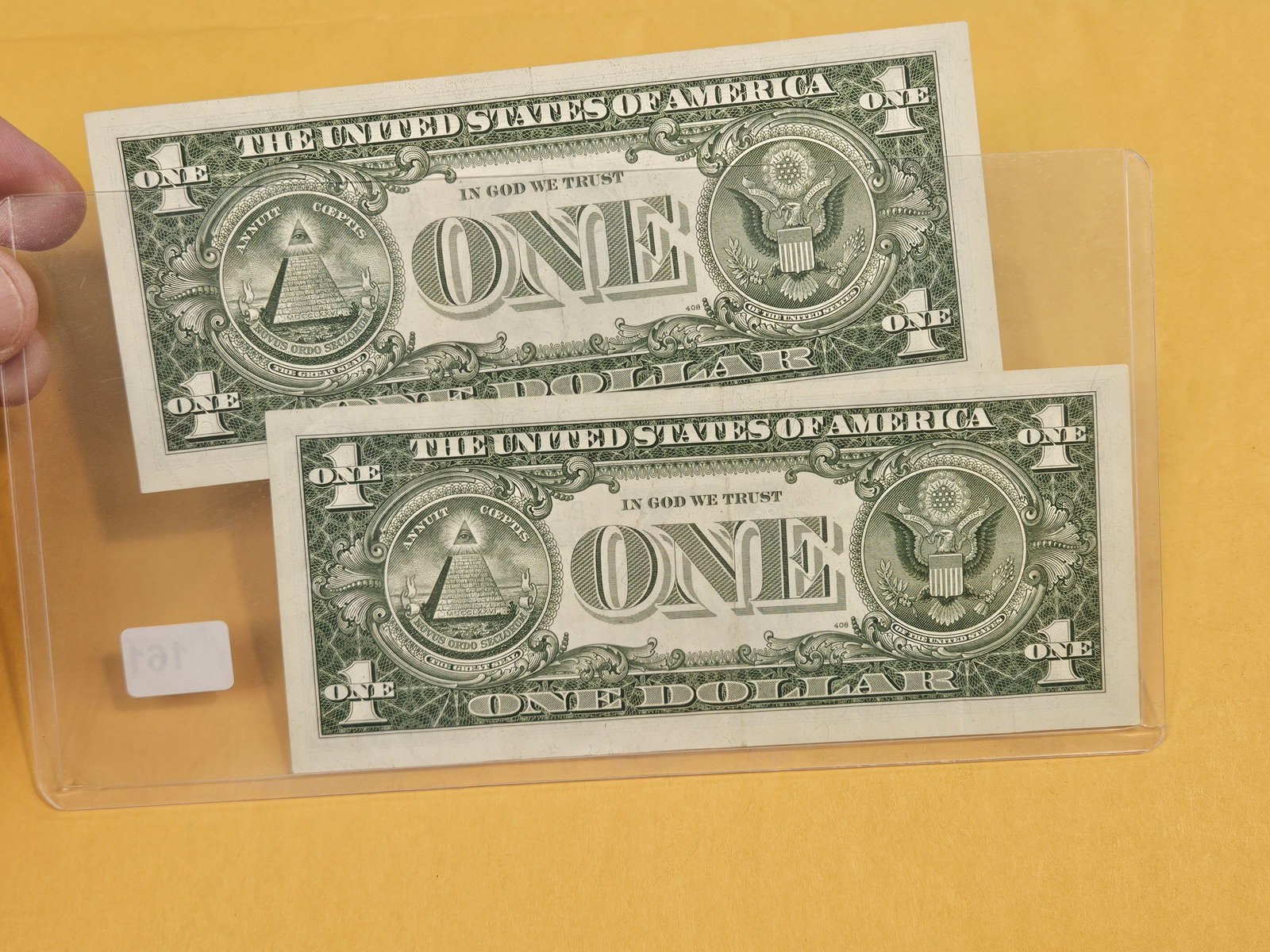 Two Crisp Uncirculated Series 1957-B One Dollar Silver Certificates - 2
