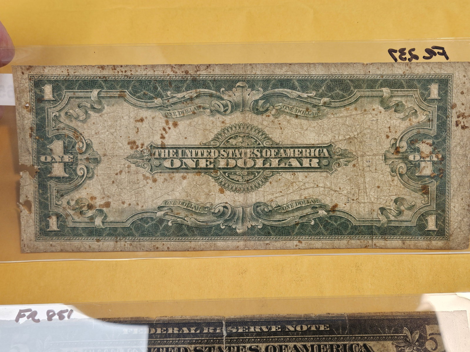 One and Five Dollar Large Size US currency - 3