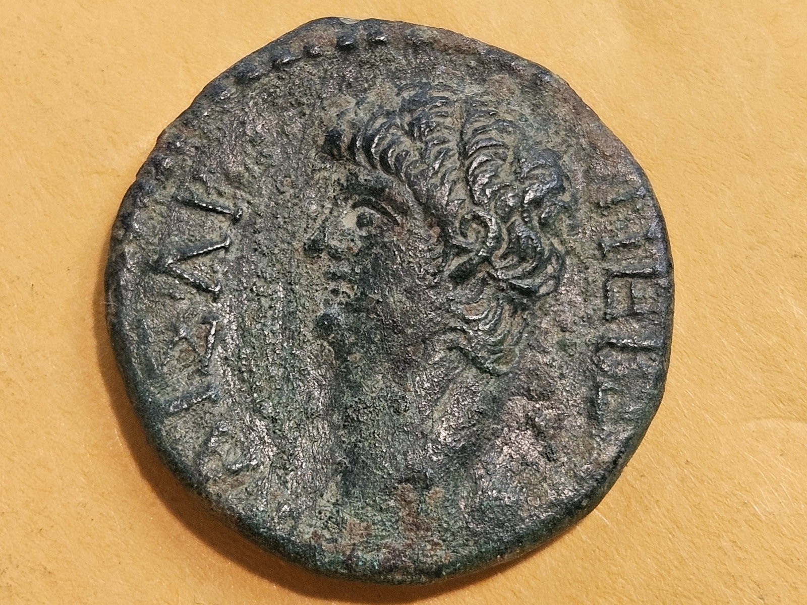 ANCIENT! 55 AD Thessalonica Mint Nero in Very Fine: Scarcer Ancient! 54 - 68 AD. Macedon. Reverse Macedonian Shield.