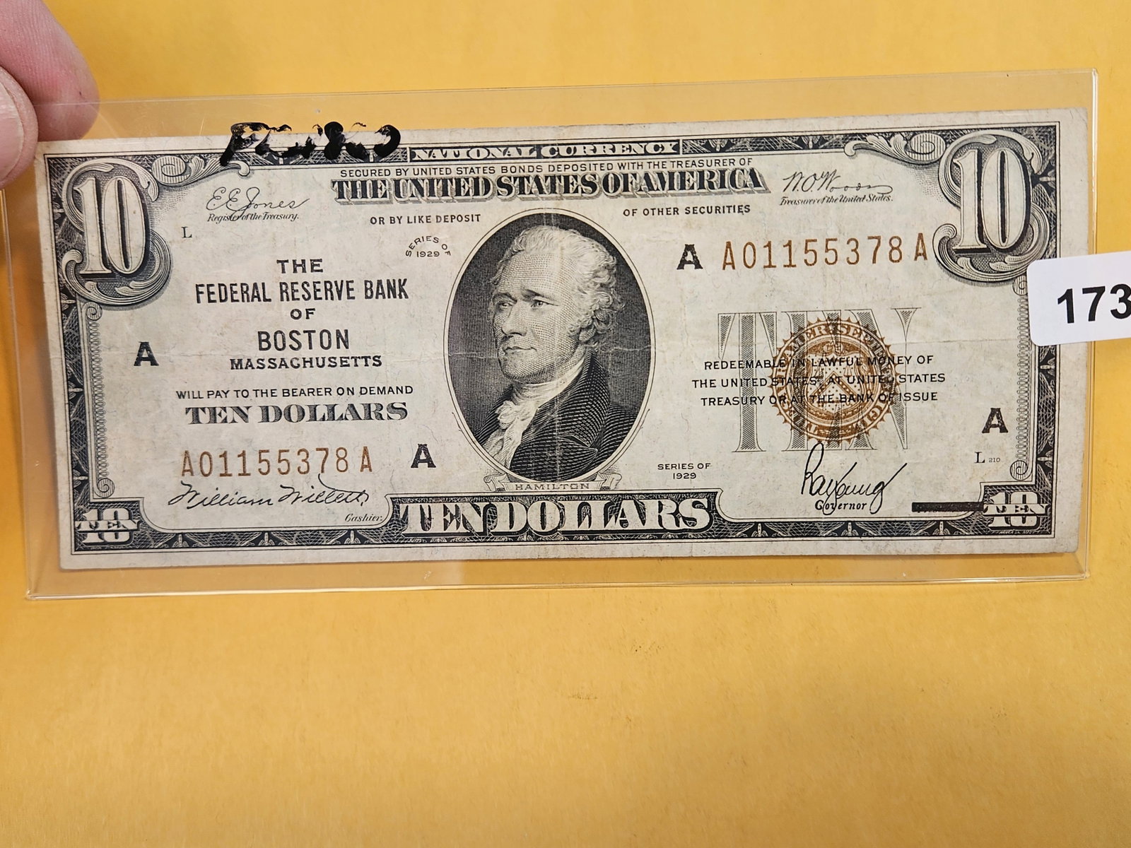 Series of 1929 Ten Dollar National Currency in Very Fine: FR 1860. Boston