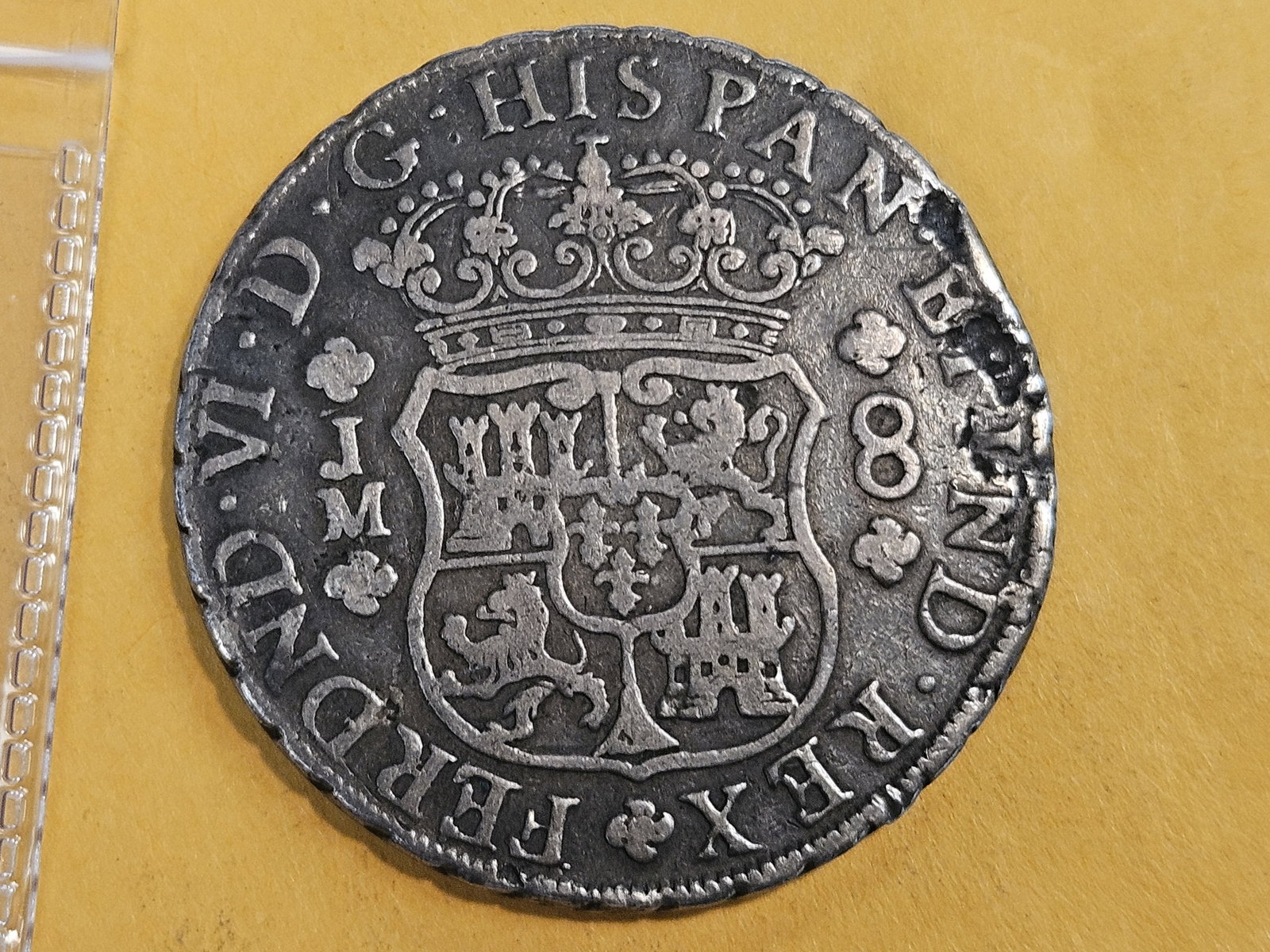 1755 Lima Peru Silver 8 reals in Very Fine: KM 55.1
