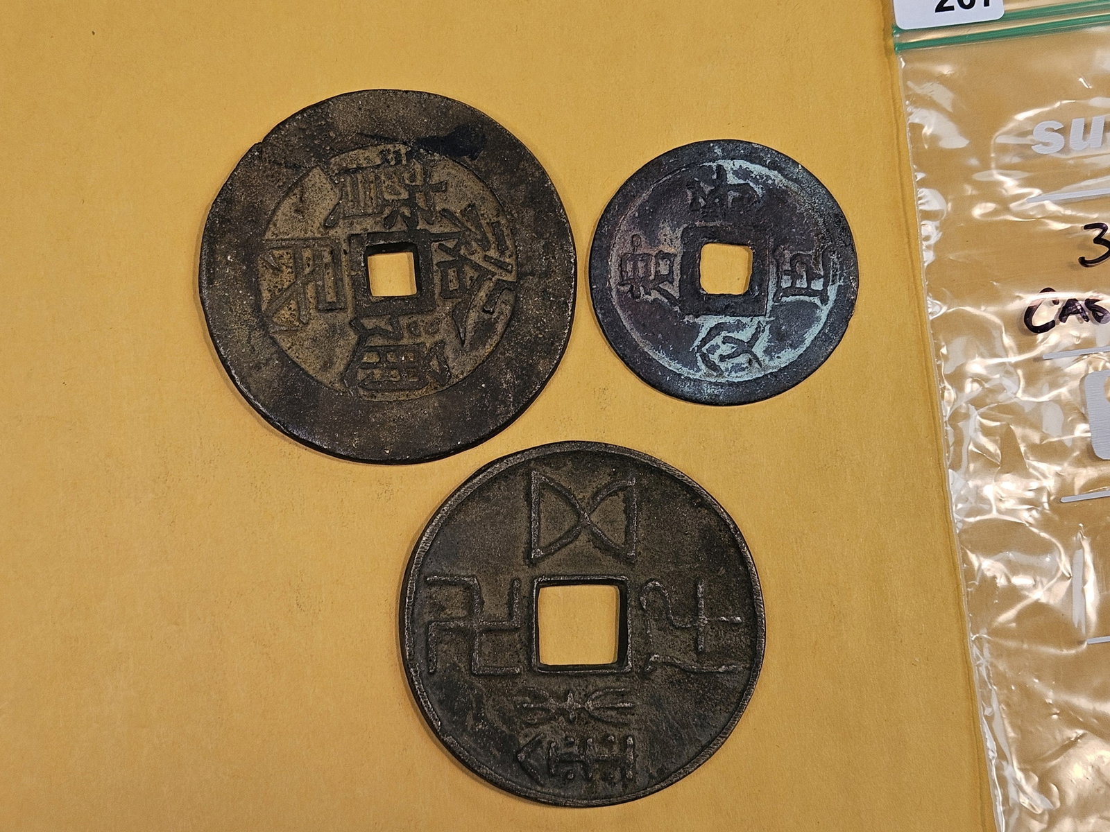 Three Larger Chinese Cash Coins - 5