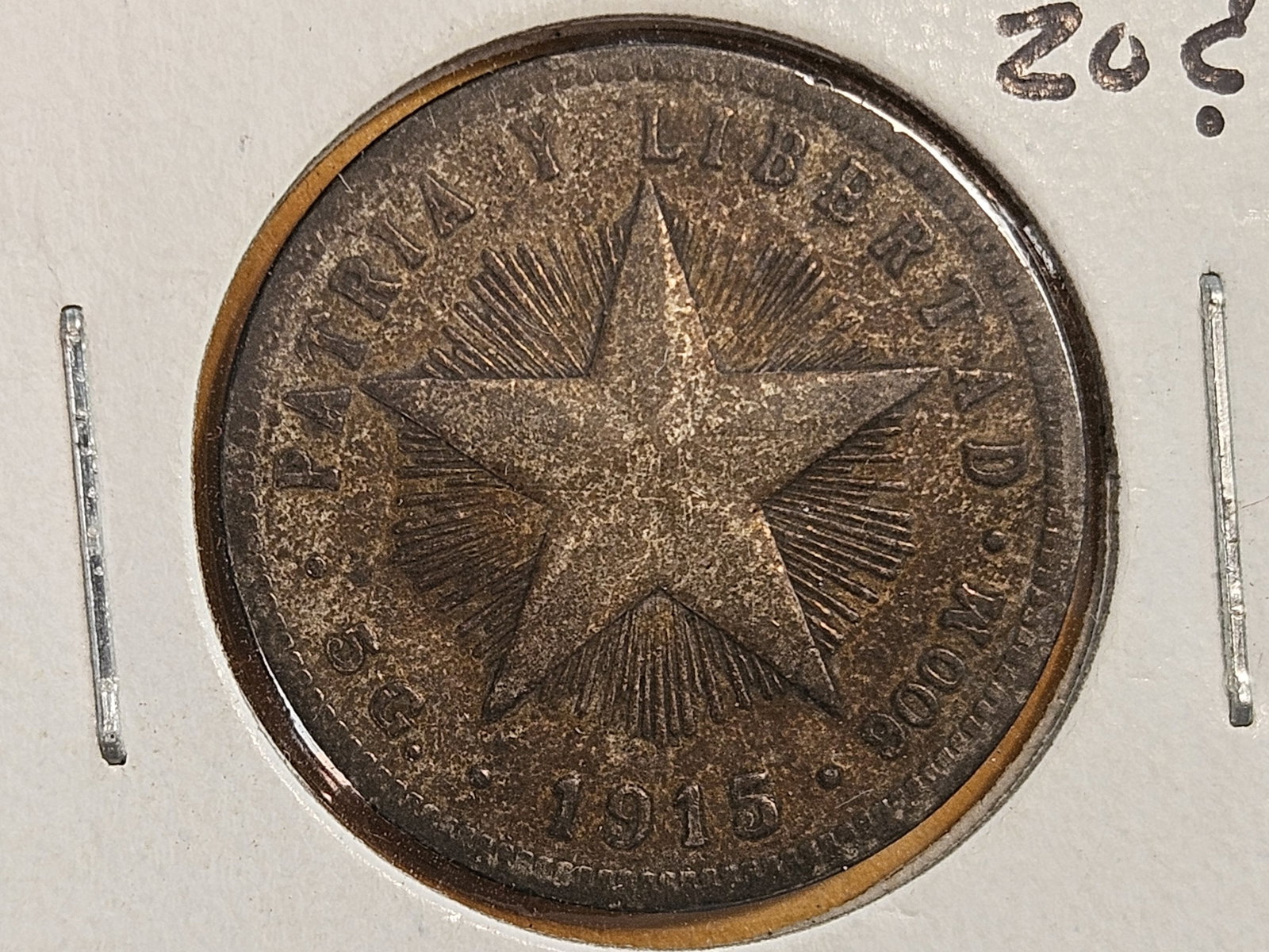 1915 Cuba silver 20 centavos: Lightly circulated with a nice patina