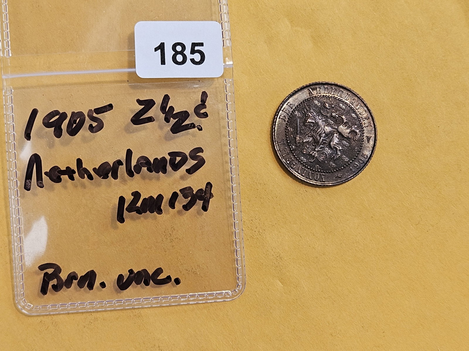Brown Uncirculated 1905 Netherlands 2 1/2 cents - 2