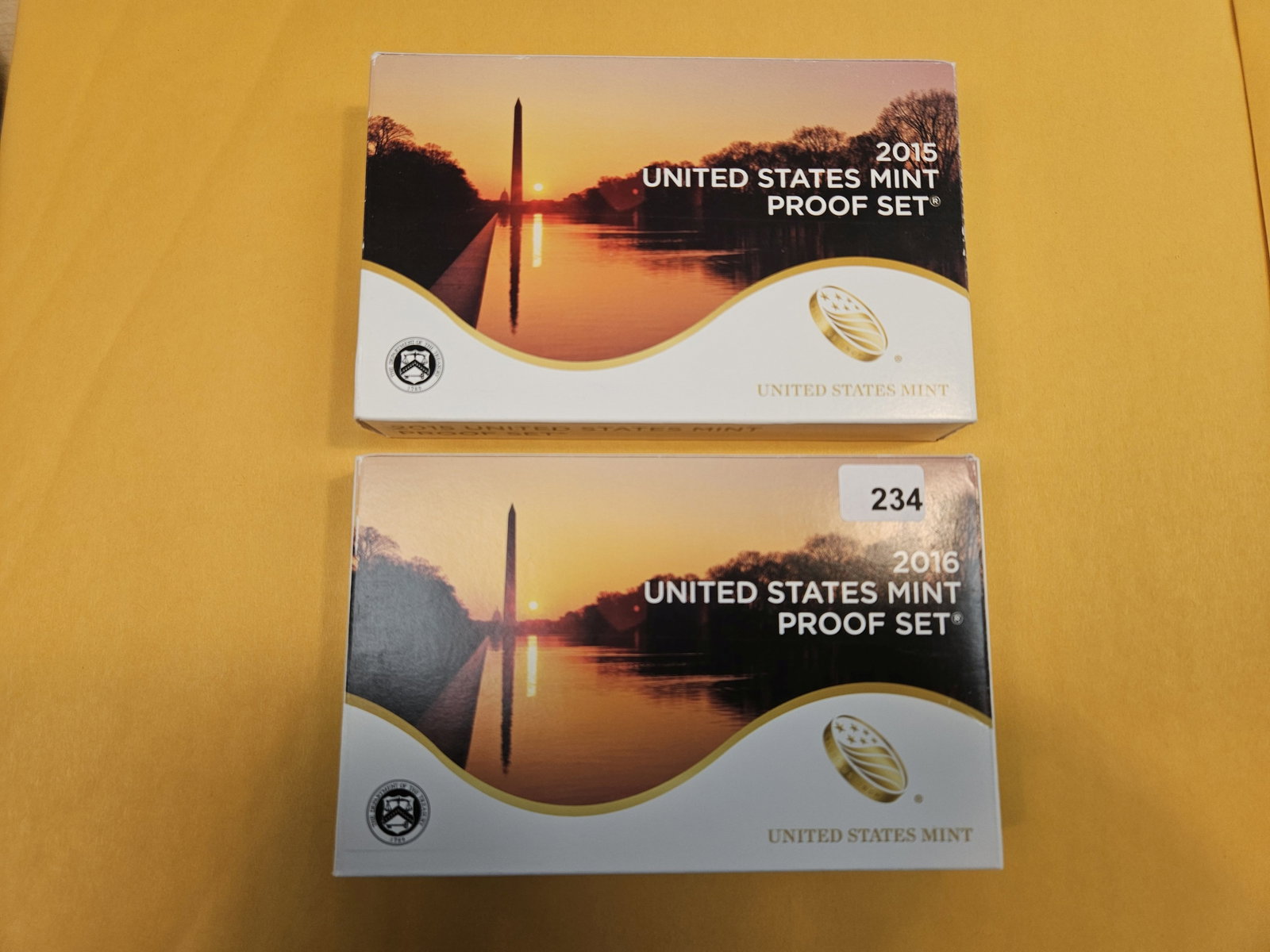 2015 and 2016 US Proof Sets: In original government packaging with certificate of authenticity