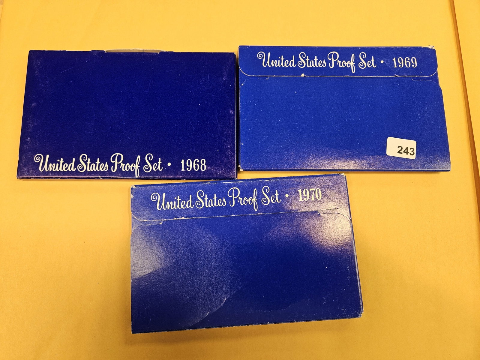 Three Silver US Proof Sets in OGP: All with the 40% silver Kennedy Half Dollar