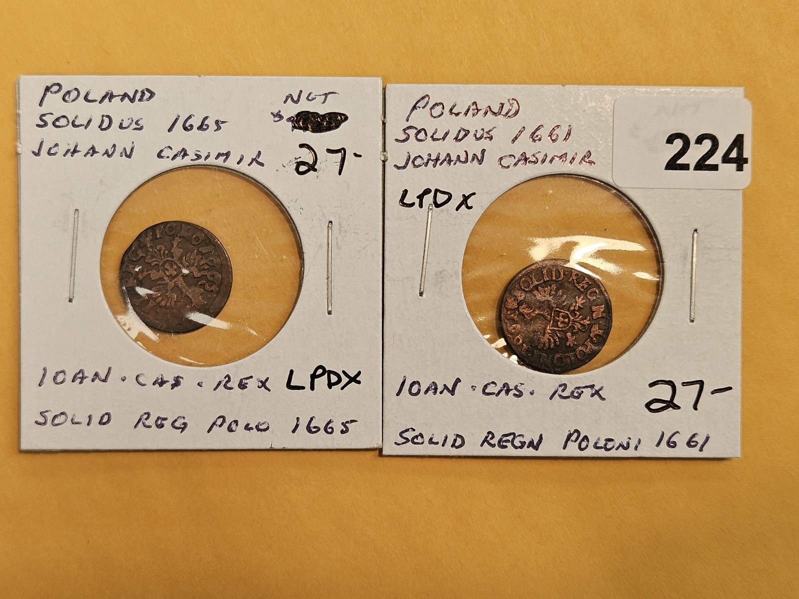 Two Poland Solidus' from the 1660's: 1665 and 1661