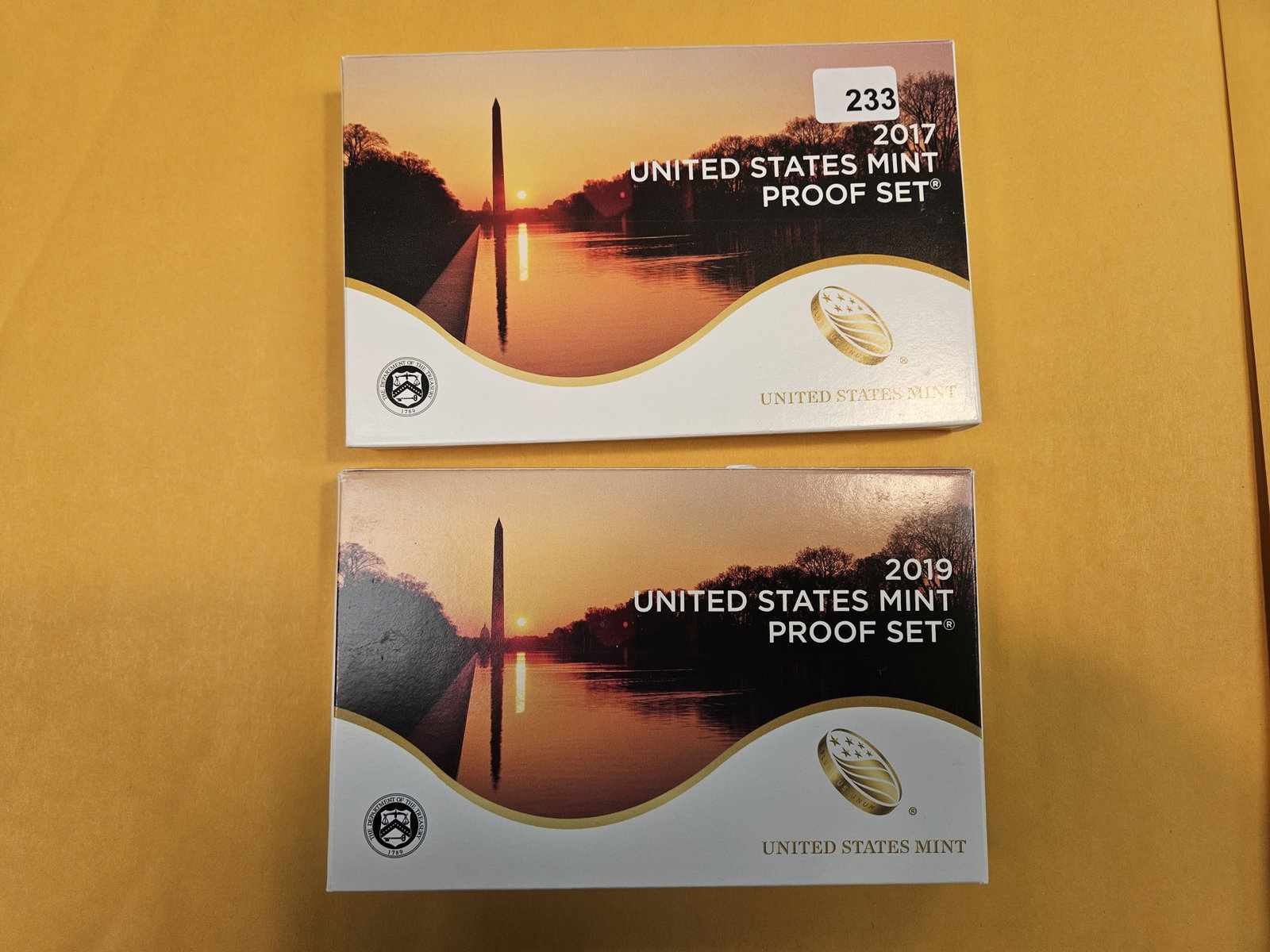 2017 and 2019 US Proof Sets: In original government packaging with certificate of authenticity
