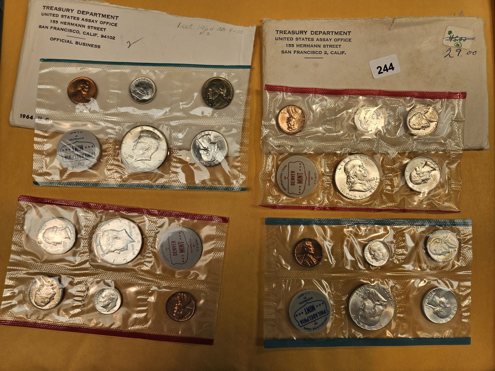 1962 and 1964 US SILVER Mint Sets (1 of 2)