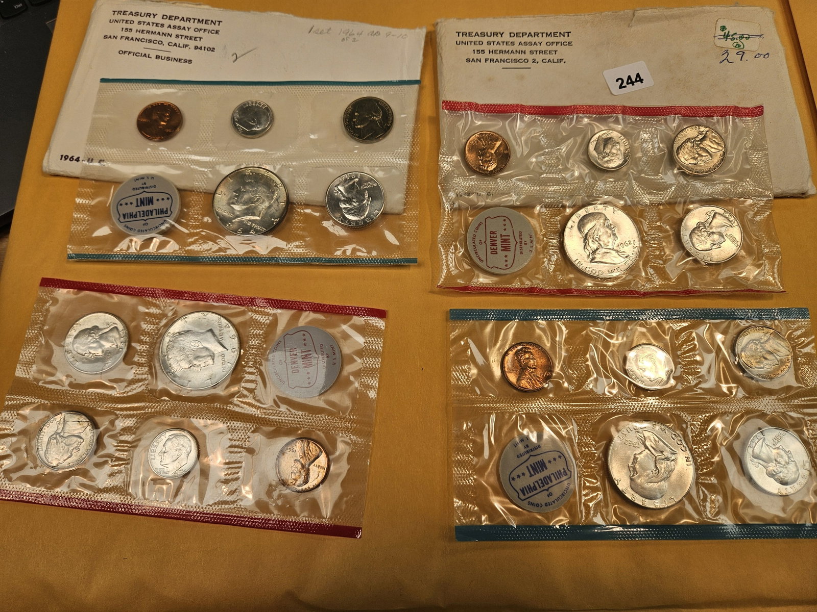 1962 and 1964 US SILVER Mint Sets - 2