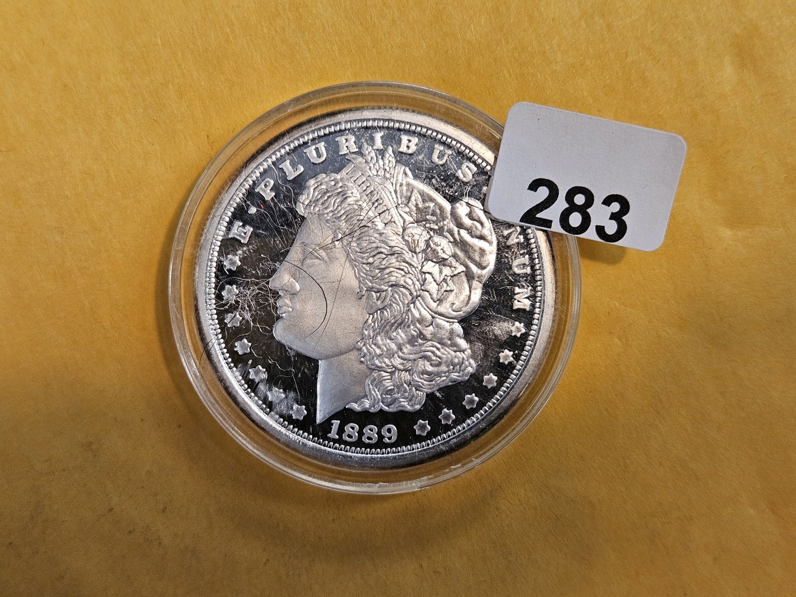 ONE Troy ounce .999 fine silver proof art round: Morgan Motif